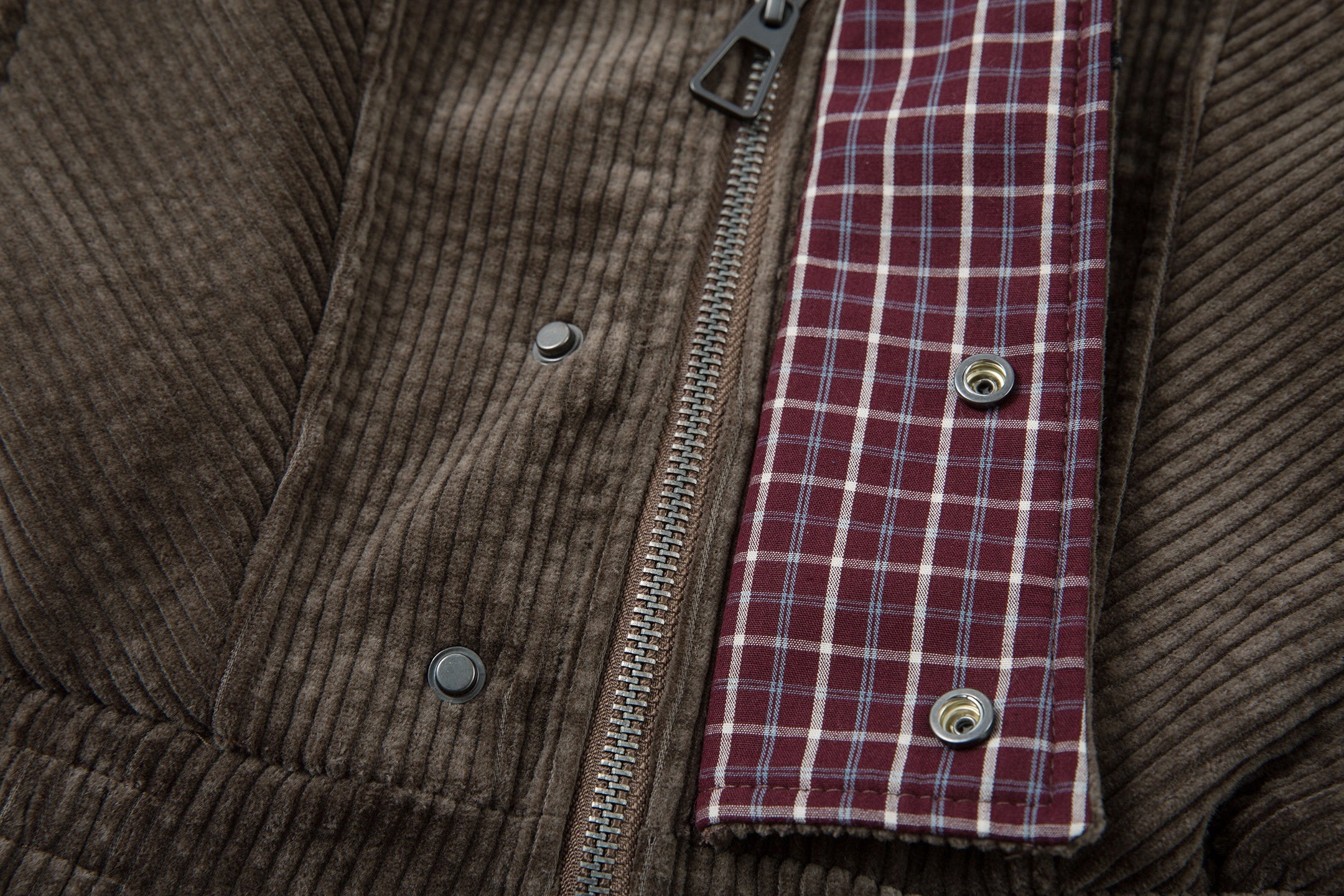 Corduroy Plaid-Lined Zip Jacket | Vintage Streetwear