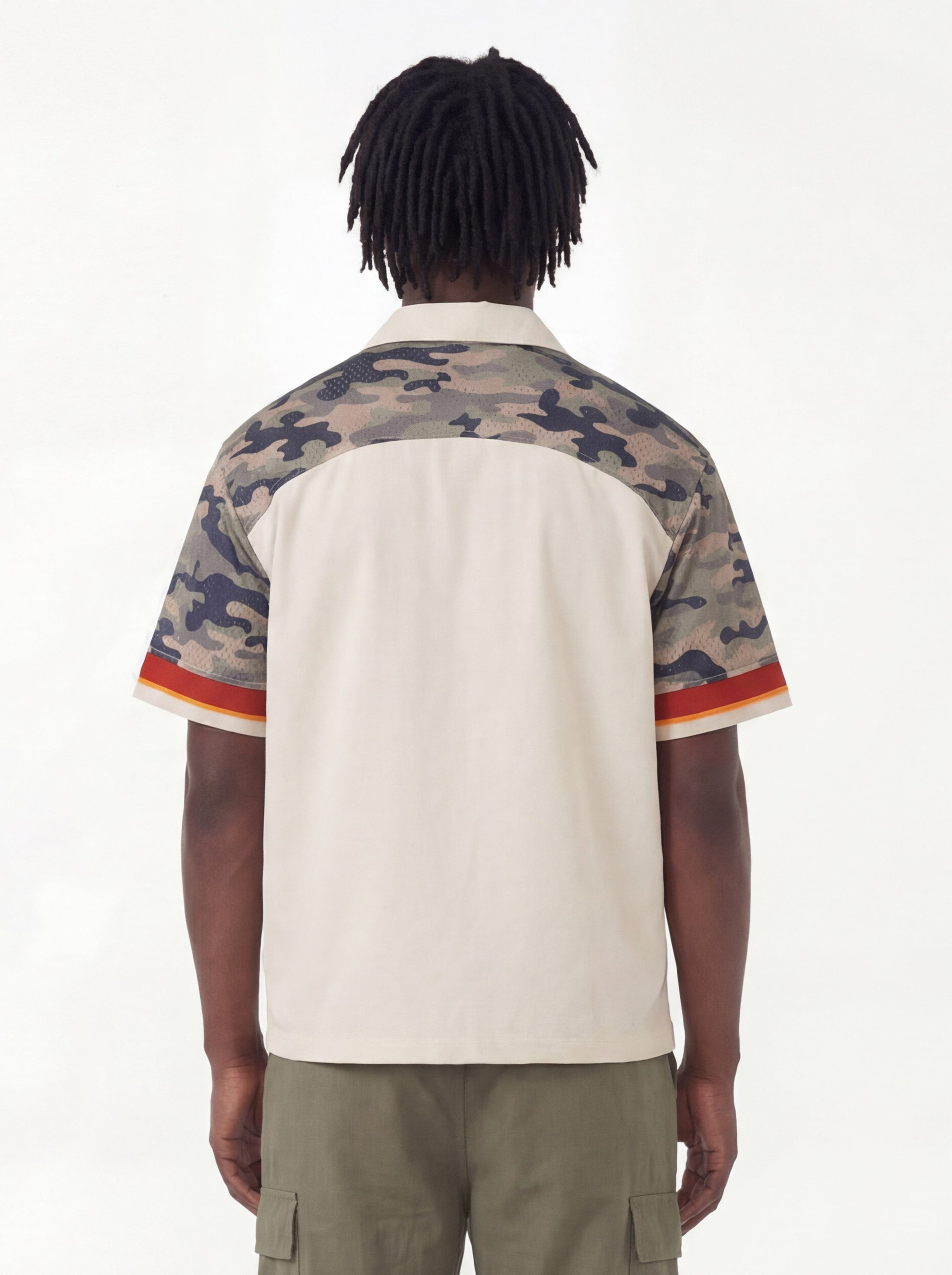 Omirad Camo Panel Shirt | Streetwear Button-Up with Eagle Patch