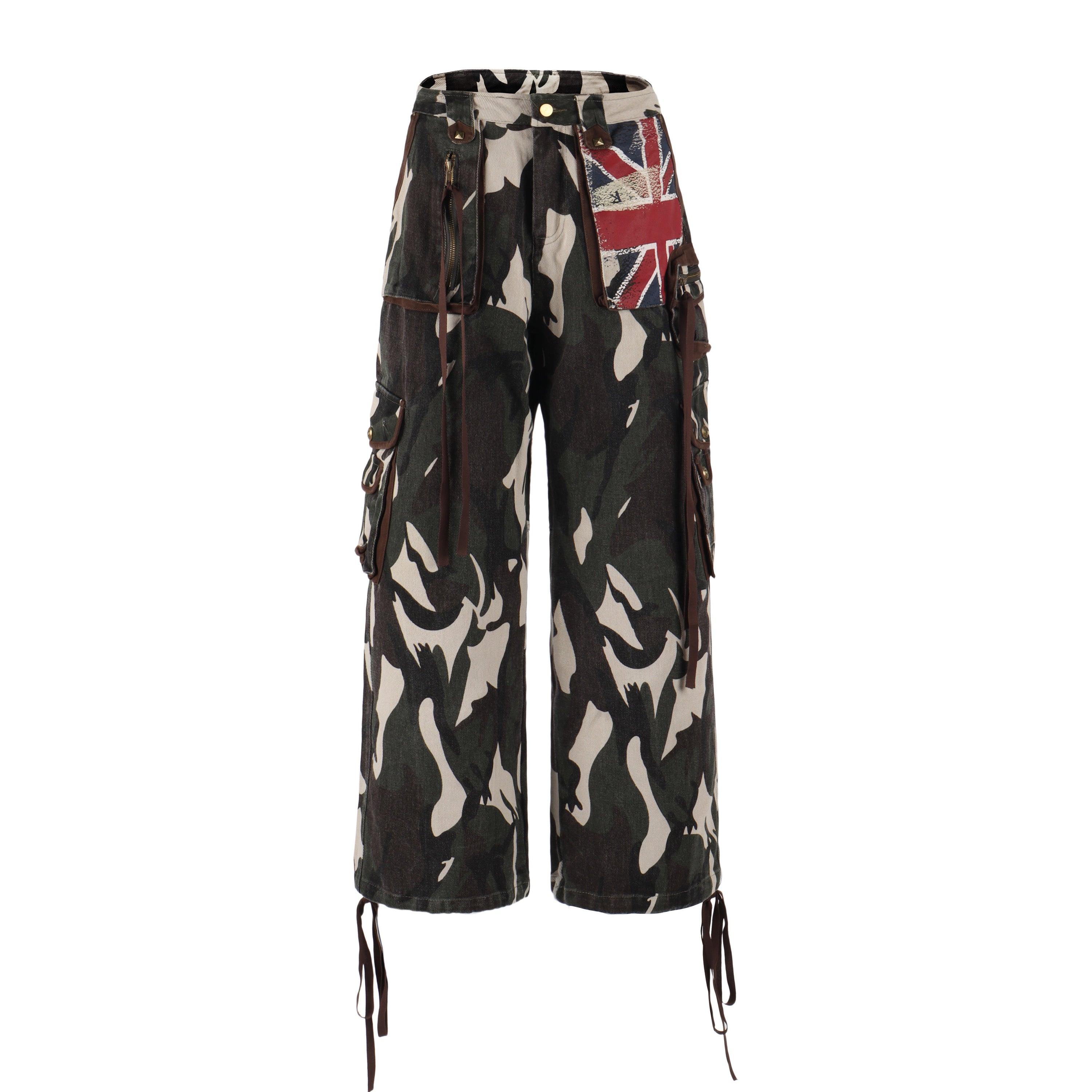 Omirad Camo Union Jack Cargo Pants | Wide-Leg Utility