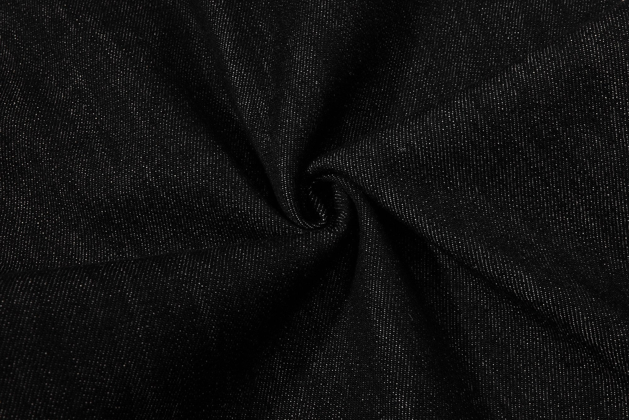 Wide-Leg Black Denim Pants with Eyelet & Chain Detail