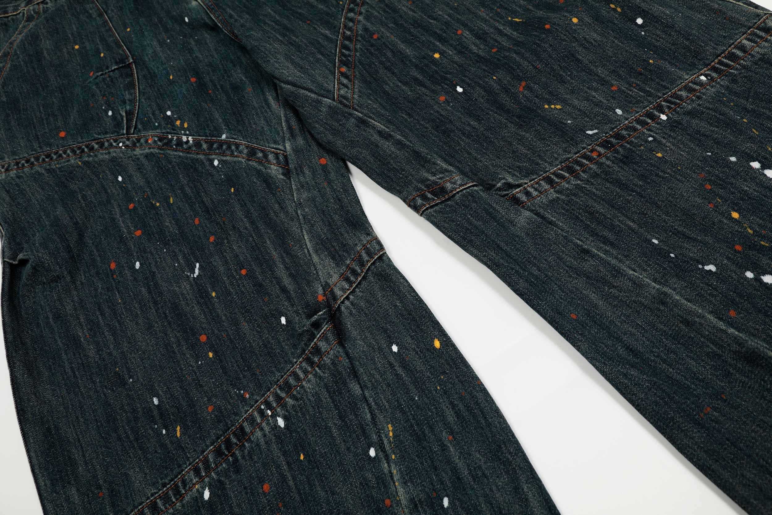 Paint-Splatter Patchwork Wide-Leg Jeans | Streetwear Denim
