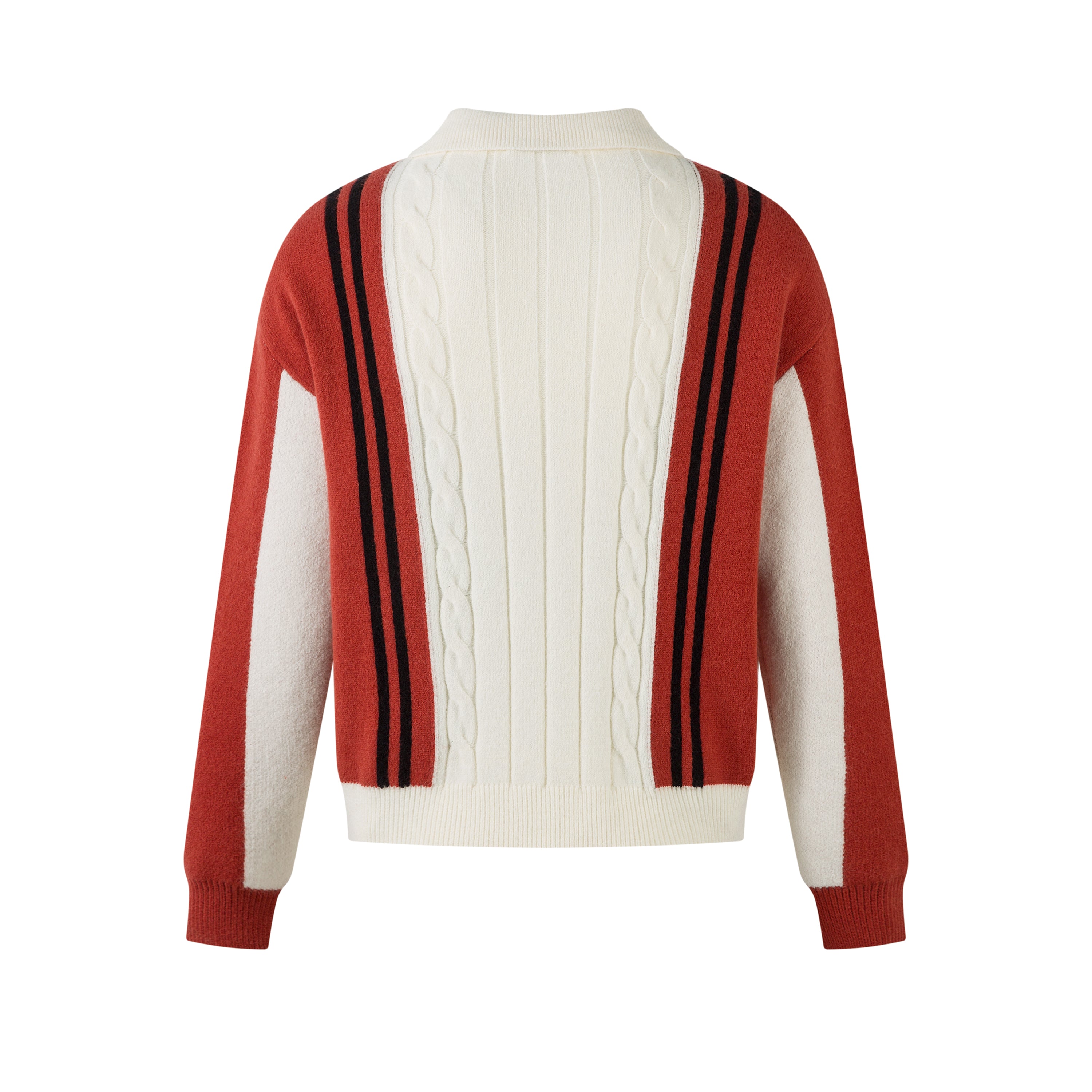 Retro Stripe Cable-Knit Zip Jacket | Varsity Color Block