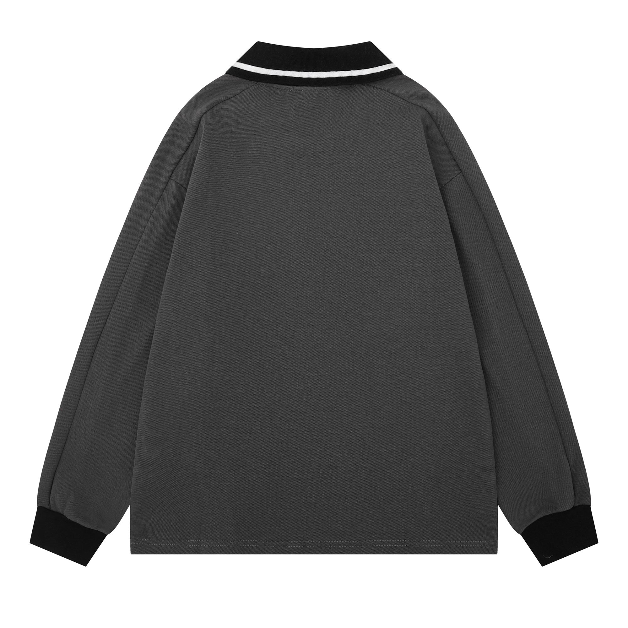 Contrast Panel Polo Sweatshirt | Retro Streetwear Long Sleeve