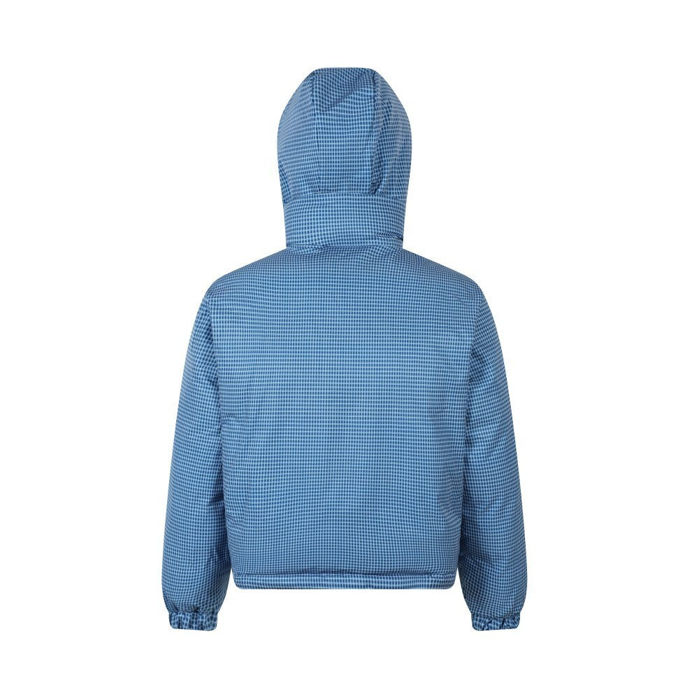 Reversible Hooded Puffer Jacket | Brown & Blue Check