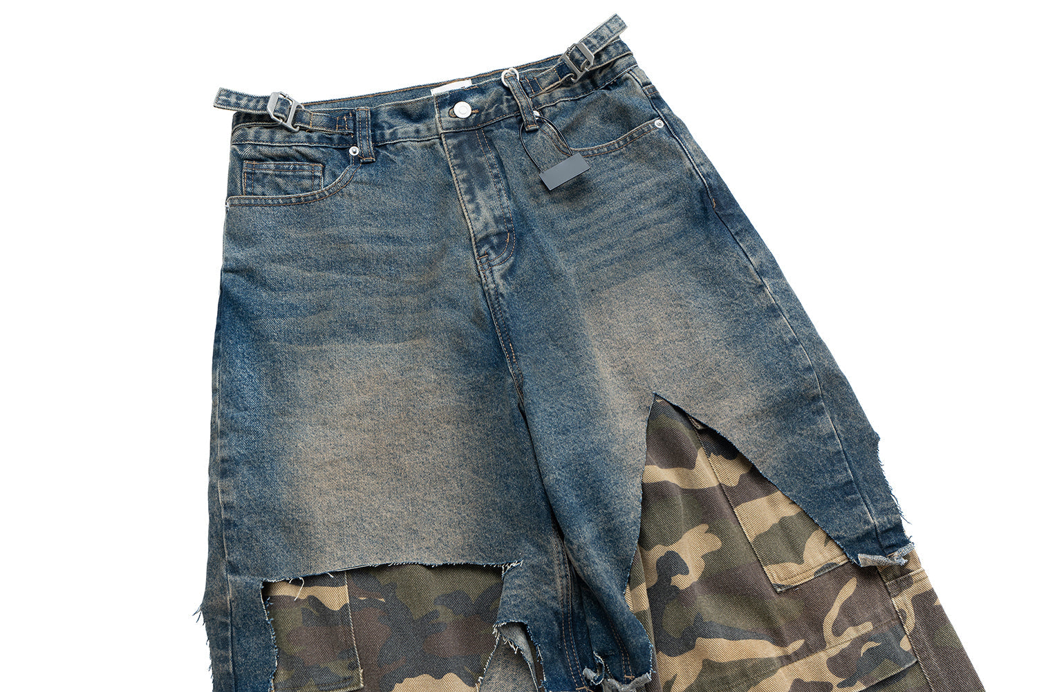 Omirad Layered Camo Denim Hybrid Cargo Pants