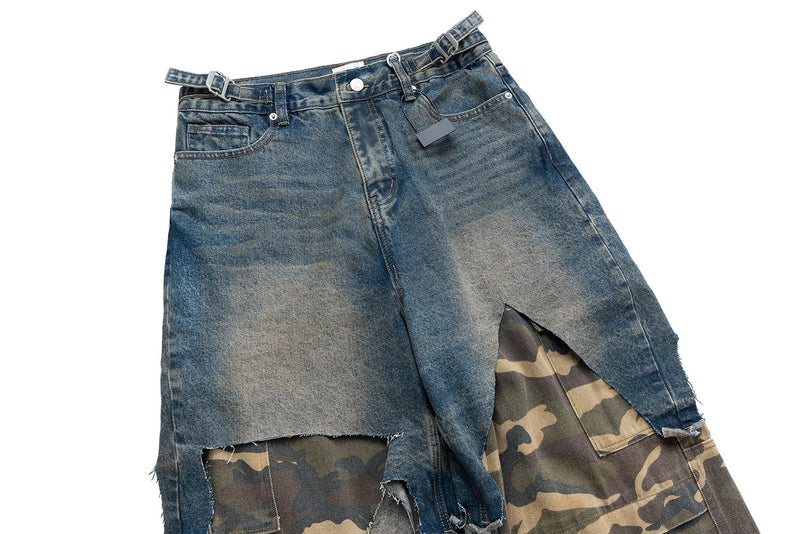 Omirad Layered Camo Denim Hybrid Cargo Pants