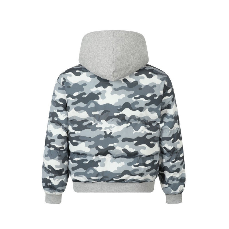 Reversible Camo Varsity Hoodie Jacket | TAELEPLUS Logo