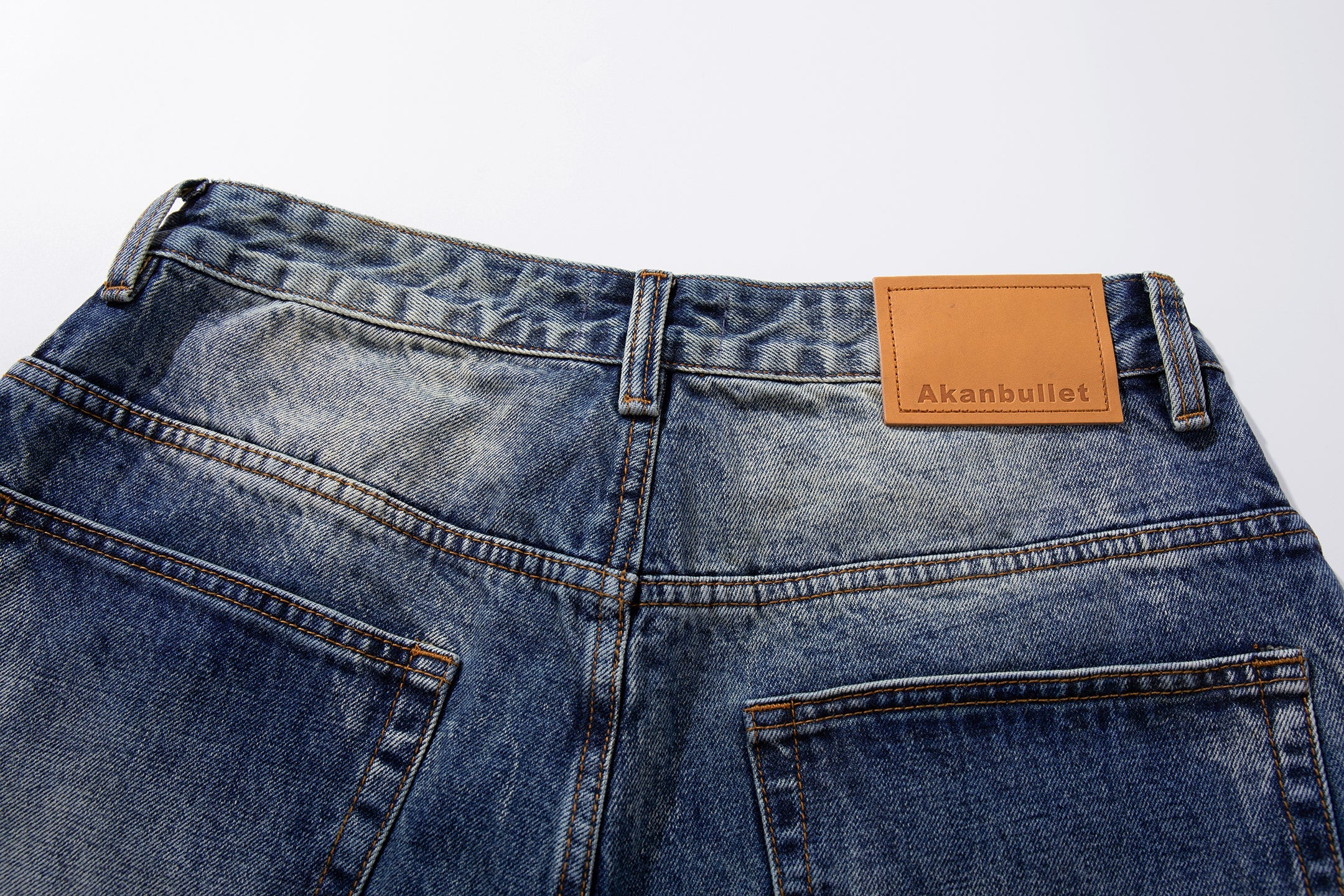 Heavy Distress Fade Wide-Leg Jeans | Vintage Blue Denim