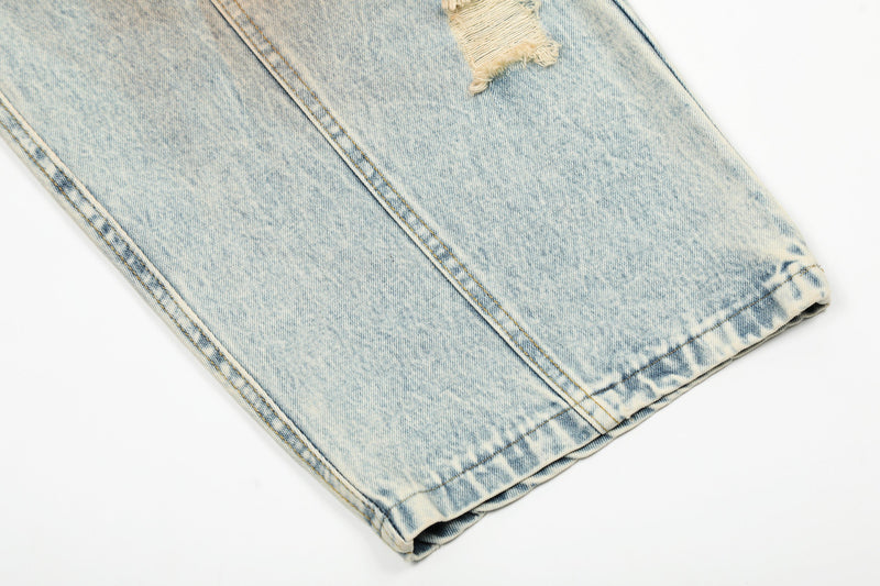Rust Wash Distressed Barrel Jeans | Wide Leg Vintage Denim