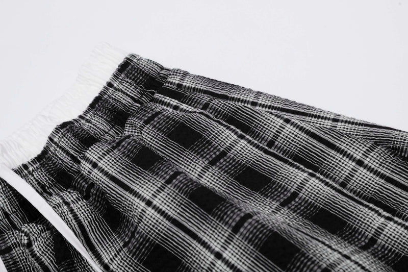 Omirad Plaid Barrel-Leg Pants | Wide-Leg Streetwear Trousers