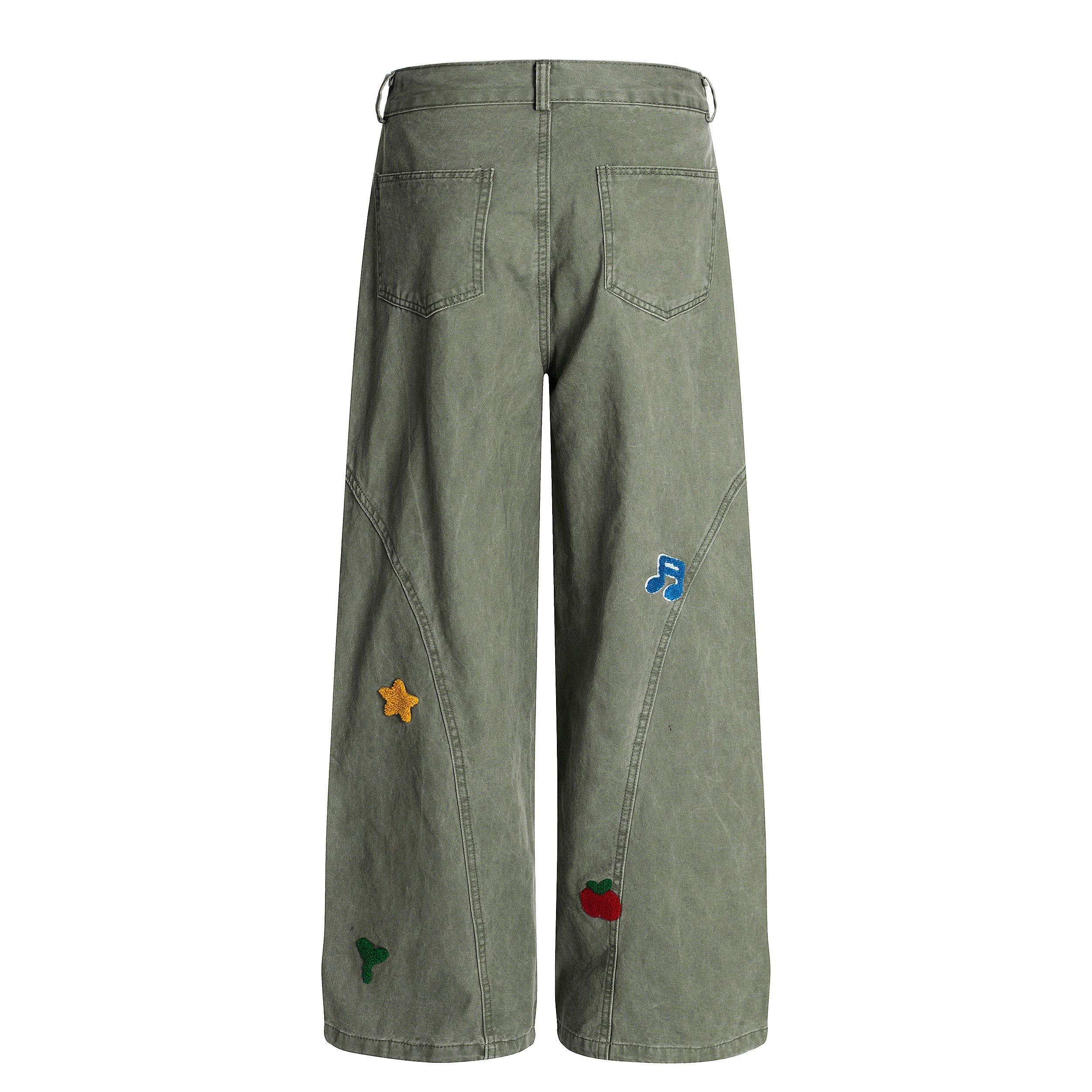 Rainbow Patch Embroidered Wide-Leg Pants | Streetwear