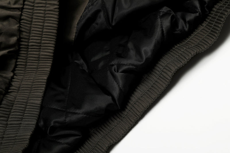 Cotton Stand-Collar Bomber Jacket | Army Green & Brown
