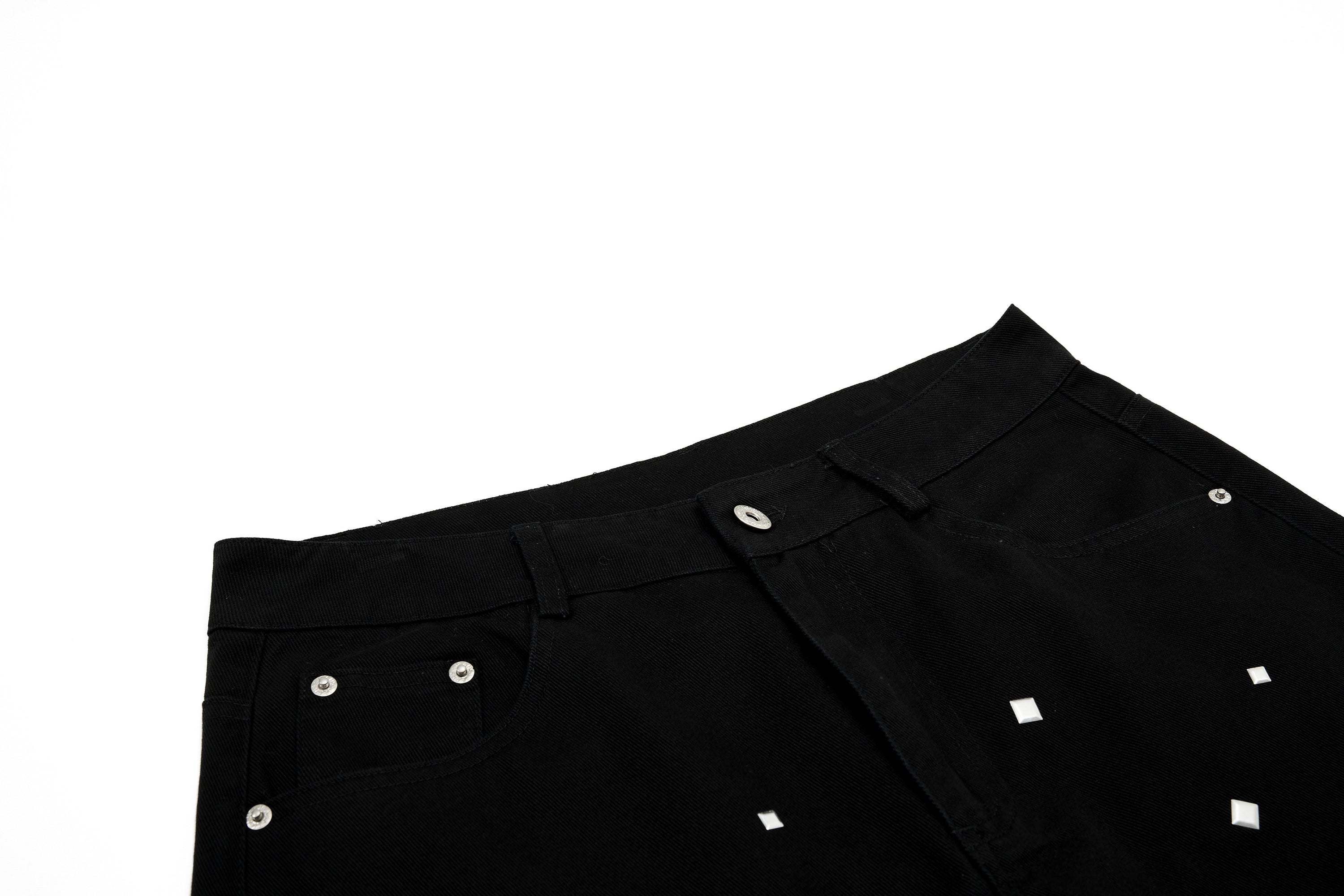 Omirad Silver Stud Wide-Leg Pants | Brown & Black Denim