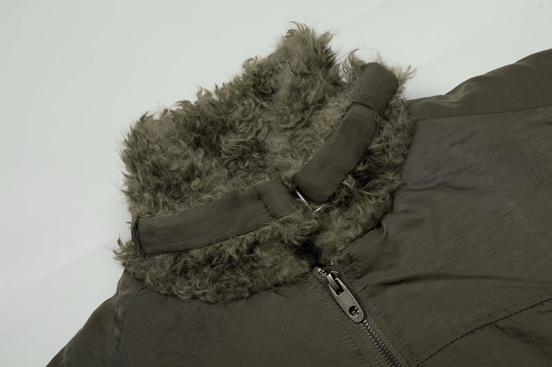 Faux Fur Collar Bomber Jacket | Military Streetwear