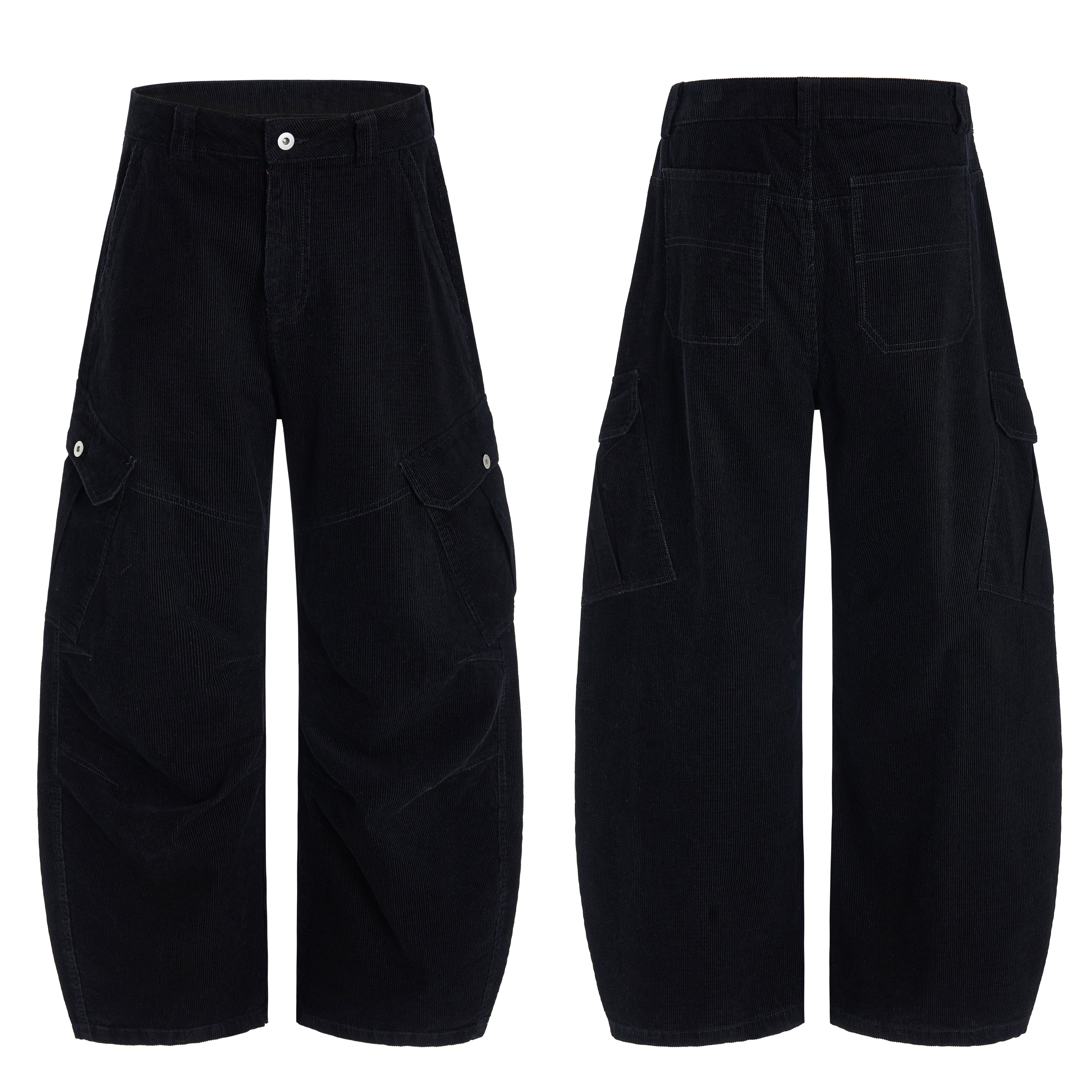 Corduroy Utility Wide-Leg Cargo Pants | SEAKOFF