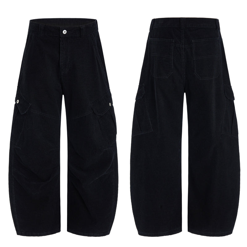 Corduroy Utility Wide-Leg Cargo Pants | SEAKOFF