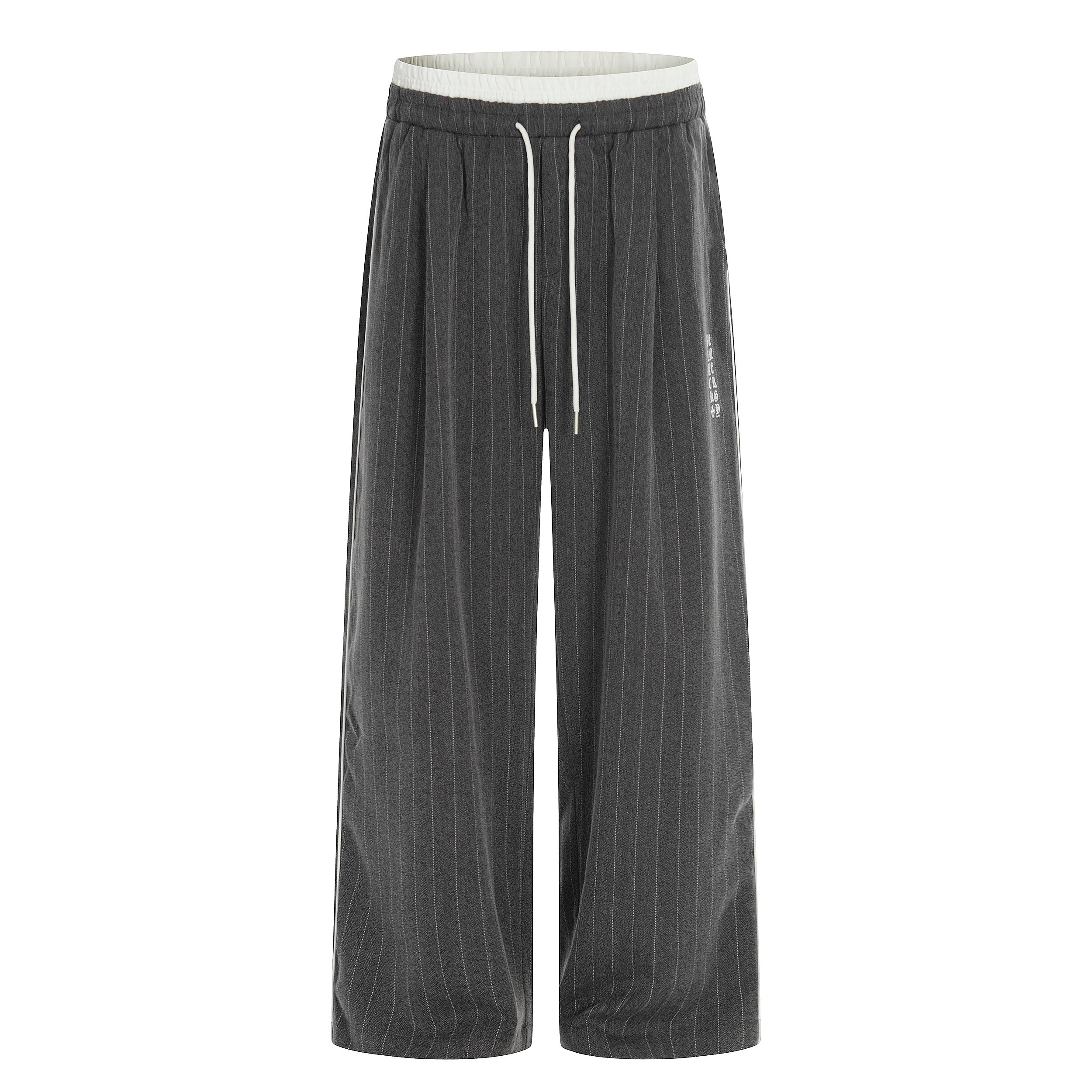 Omirad Pinstripe Wide-Leg Track Pants | Relaxed Fit
