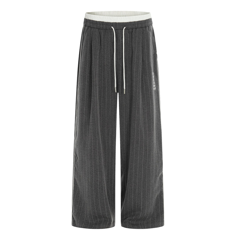 Omirad Pinstripe Wide-Leg Track Pants | Relaxed Fit