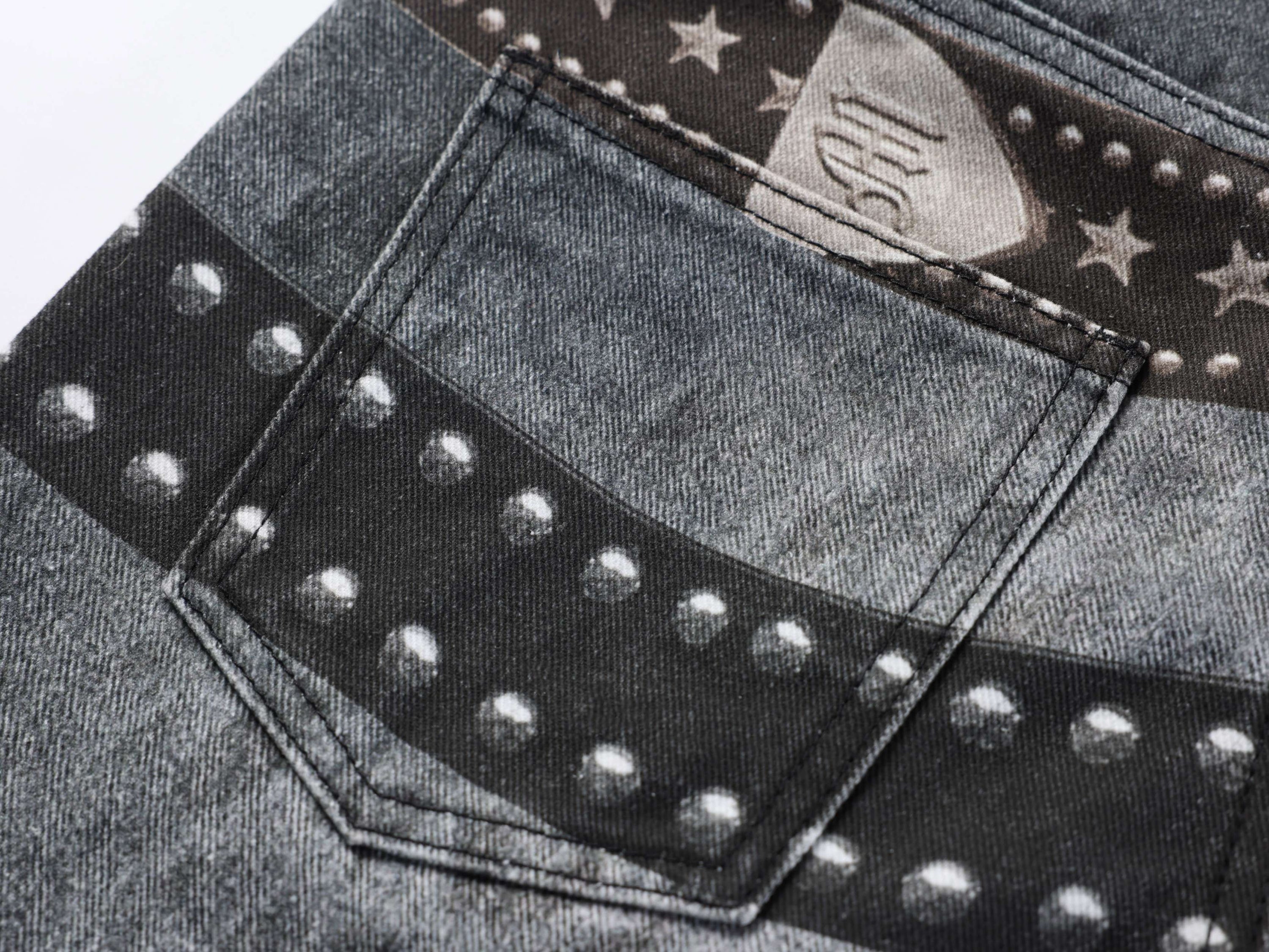Omirad Washed Studded Wide-Leg Jeans | Butterfly Graphic