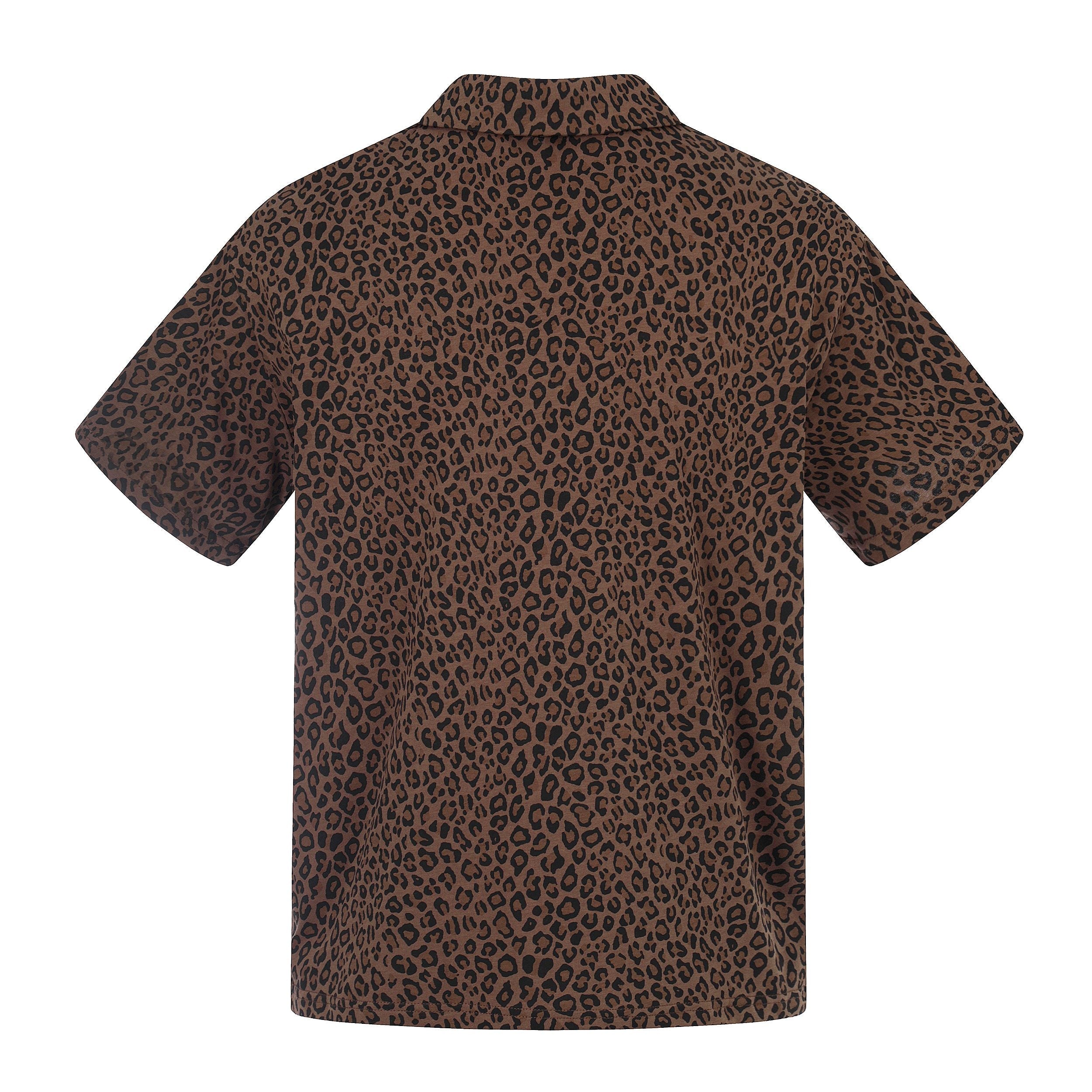 Omirad Leopard Print Script Polo Tee | Streetwear Polo Shirt