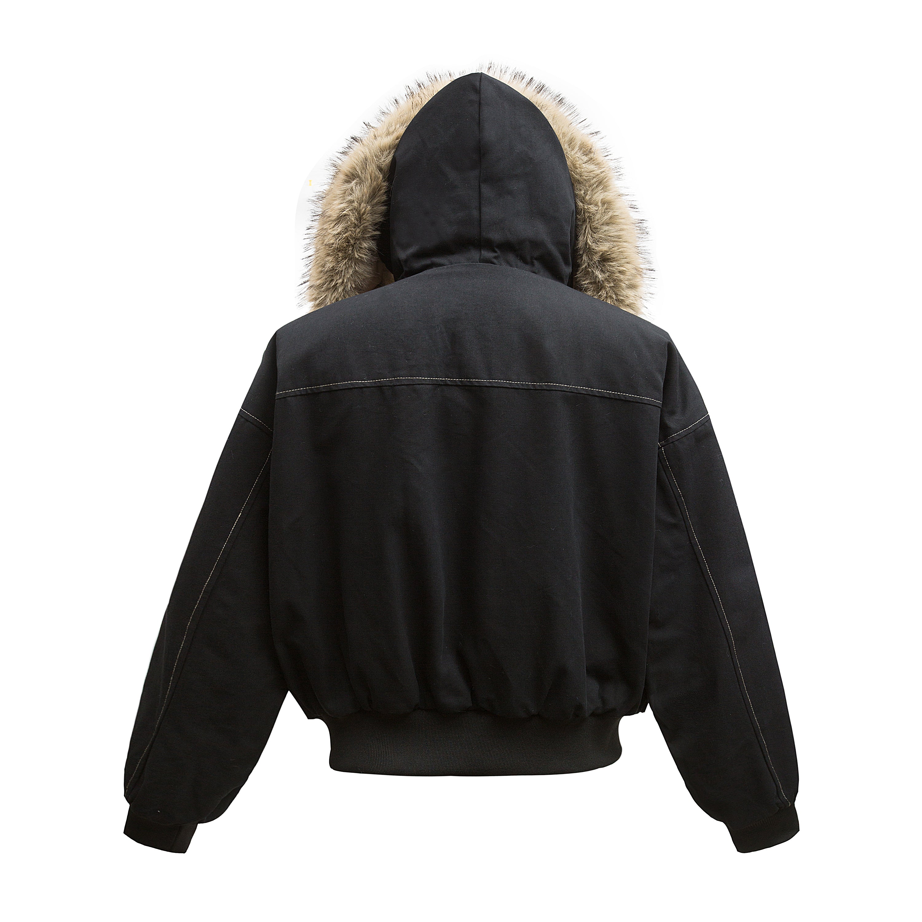 Faux-Fur Hooded Oversized Bomber Jacket | 100% Cotton