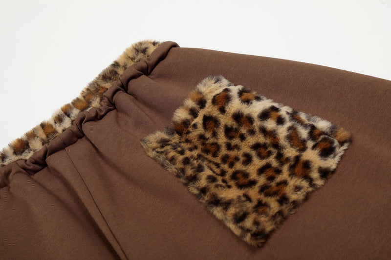 Omirad Leopard Trim Balloon Sweatpants with Chenille Patch