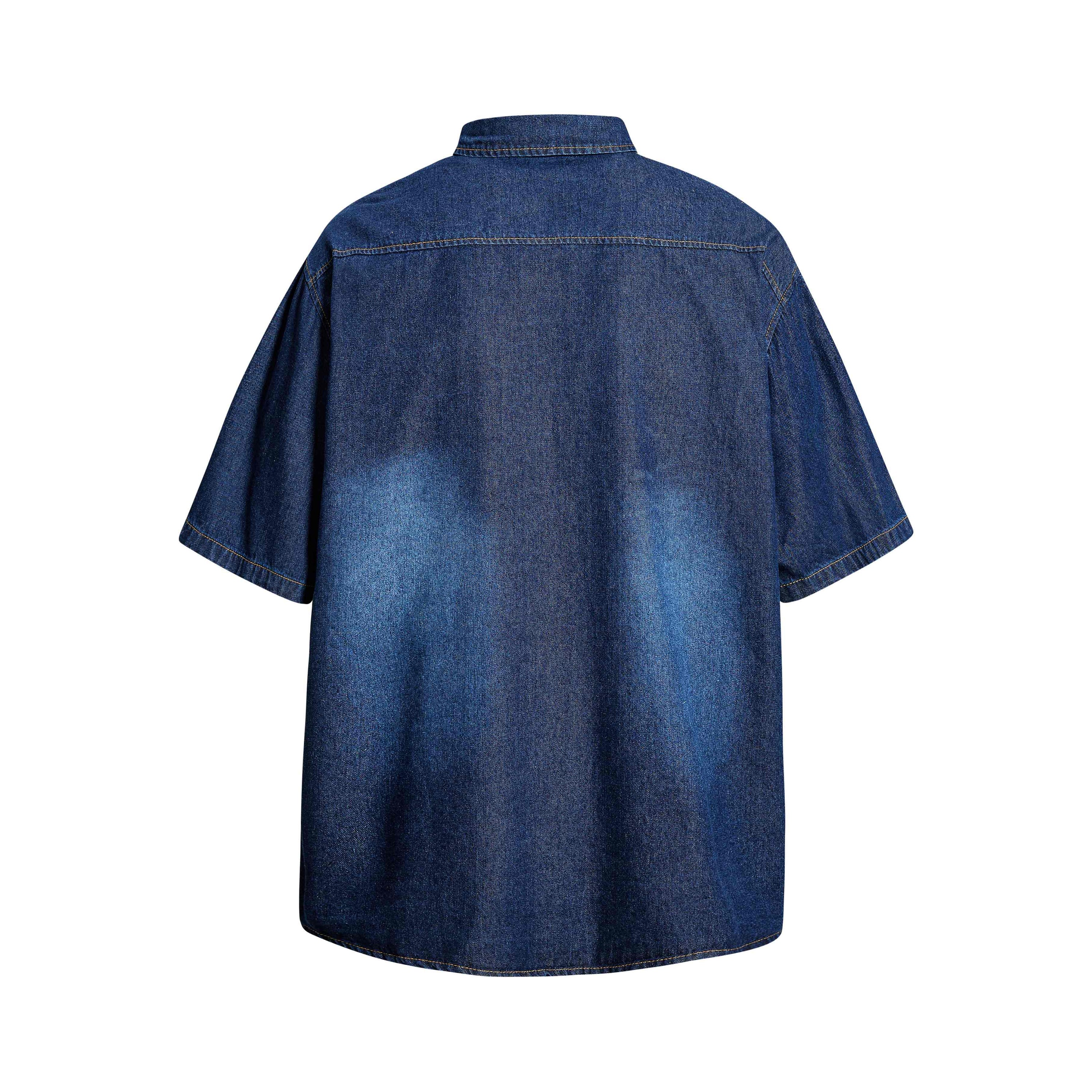 Mafaero Rhinestone Cross Denim Shirt | Streetwear Button-Up