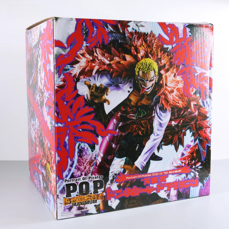 Figura de acción de Doflamingo - 33 cm con alas en llamas y base dinámica, edición limitada - una pieza coleccionable