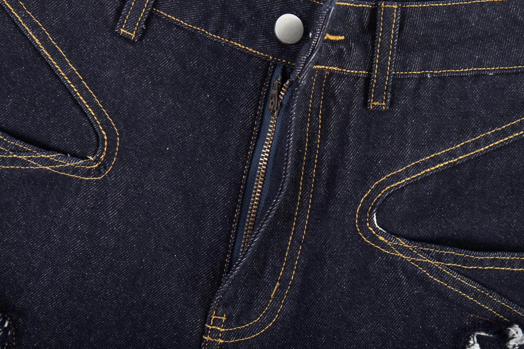 Distressed Flame Stitch Baggy Jeans | Dark Streetwear Denim