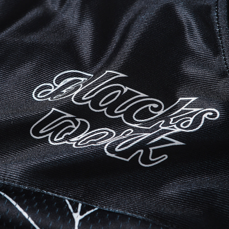 Black mesh football jersey with White Sox-style script and dark streetwear design details