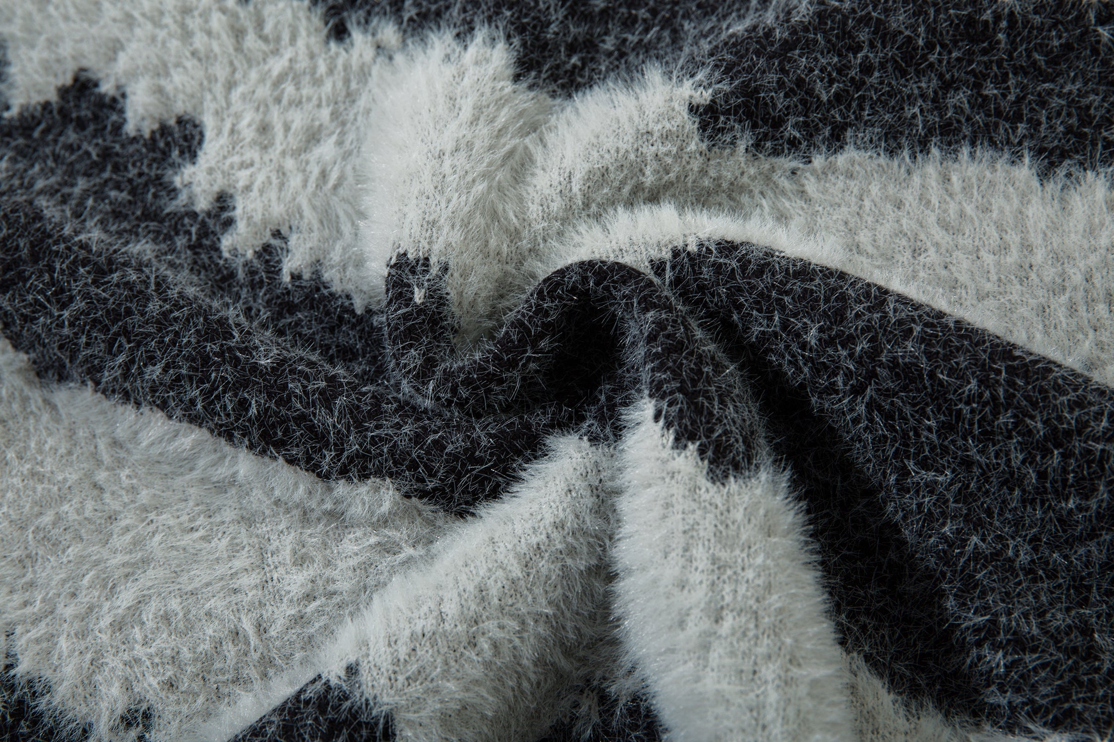 Zebra Print Fluffy Knit Sweater | Oversized Crew Neck