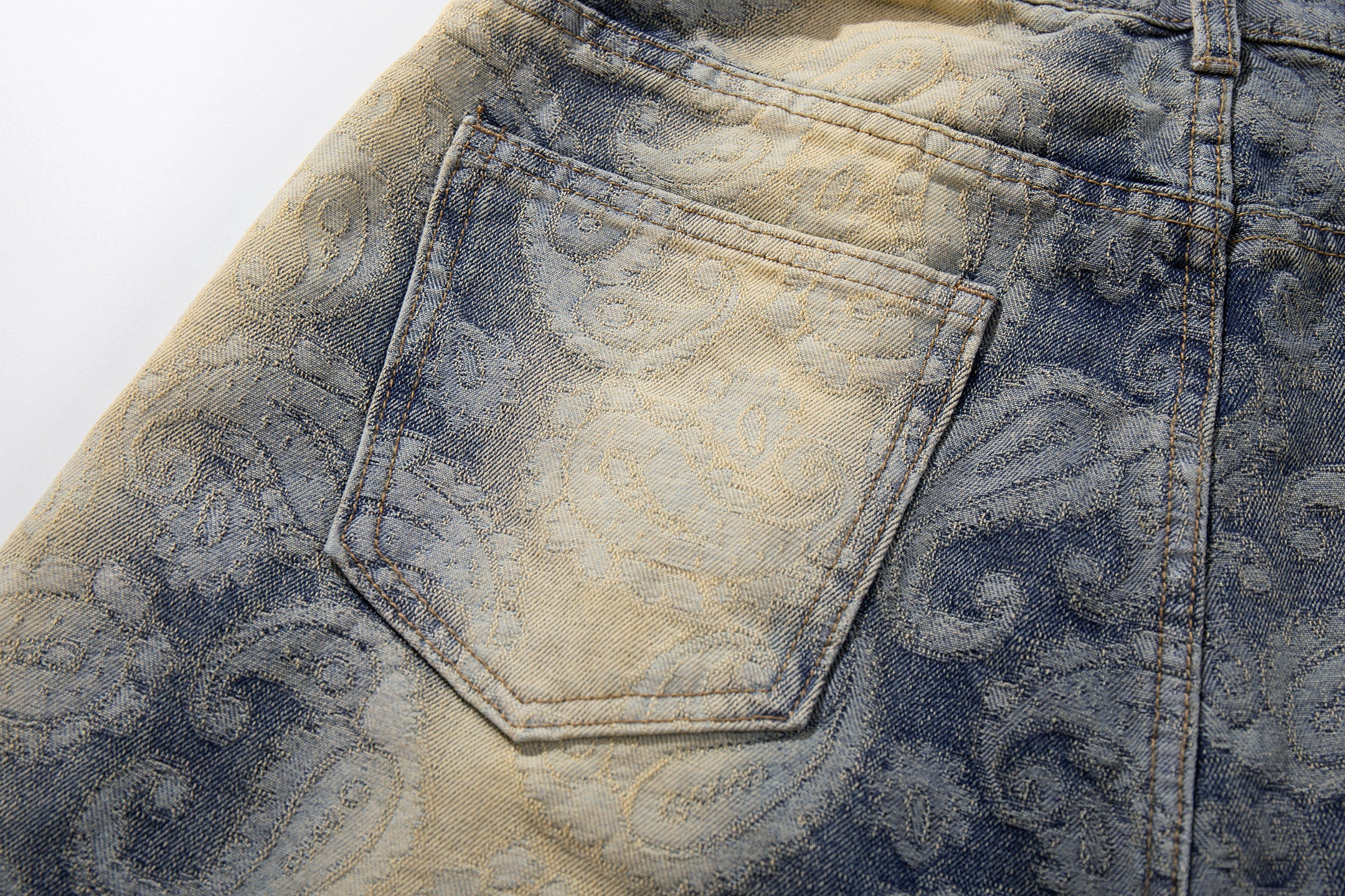 Paisley Spray-Fade Wide-Leg Jeans | Vintage Denim