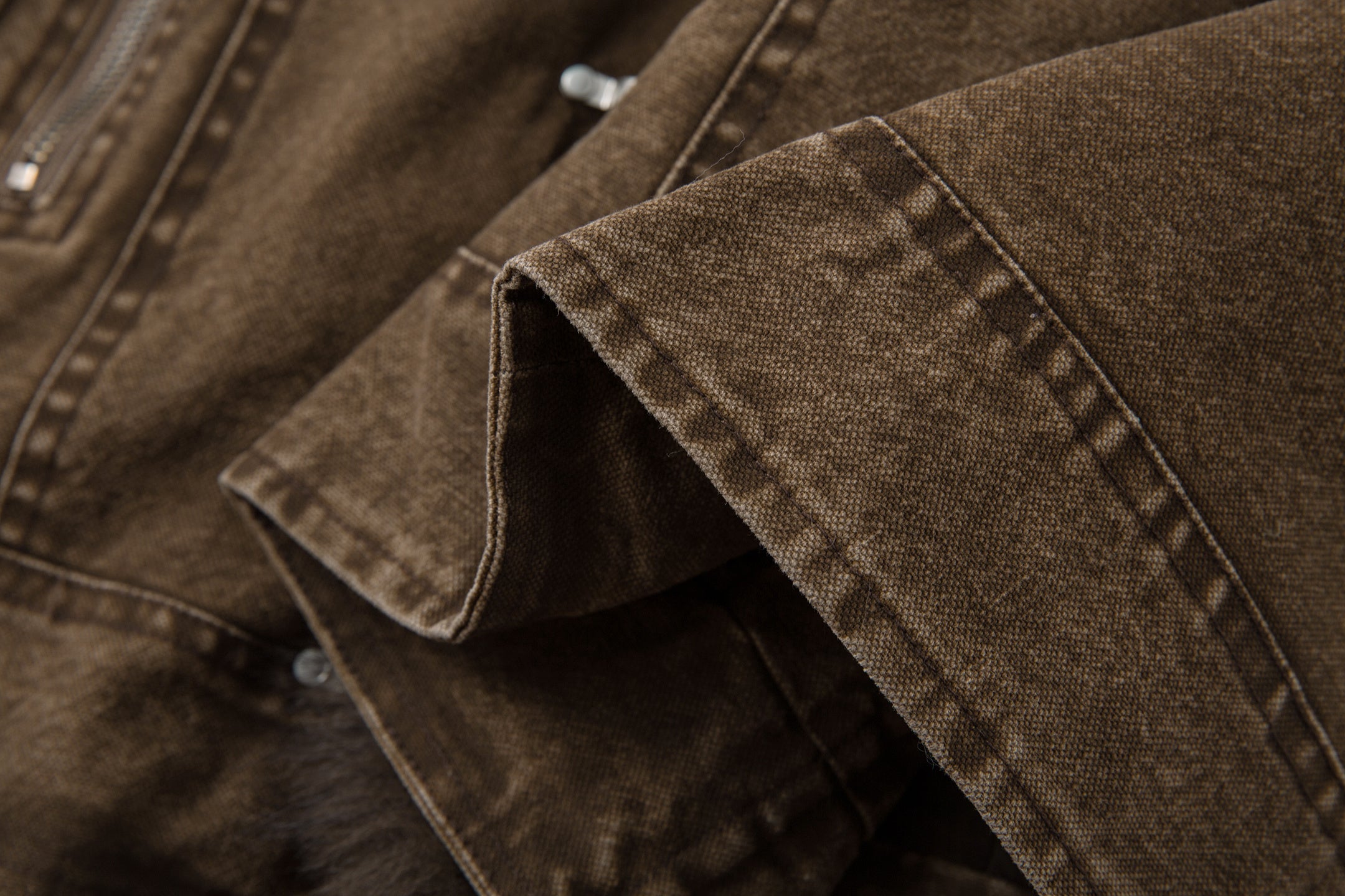 Fur-Lined Toggle Jacket | Vintage Washed Streetwear Coat