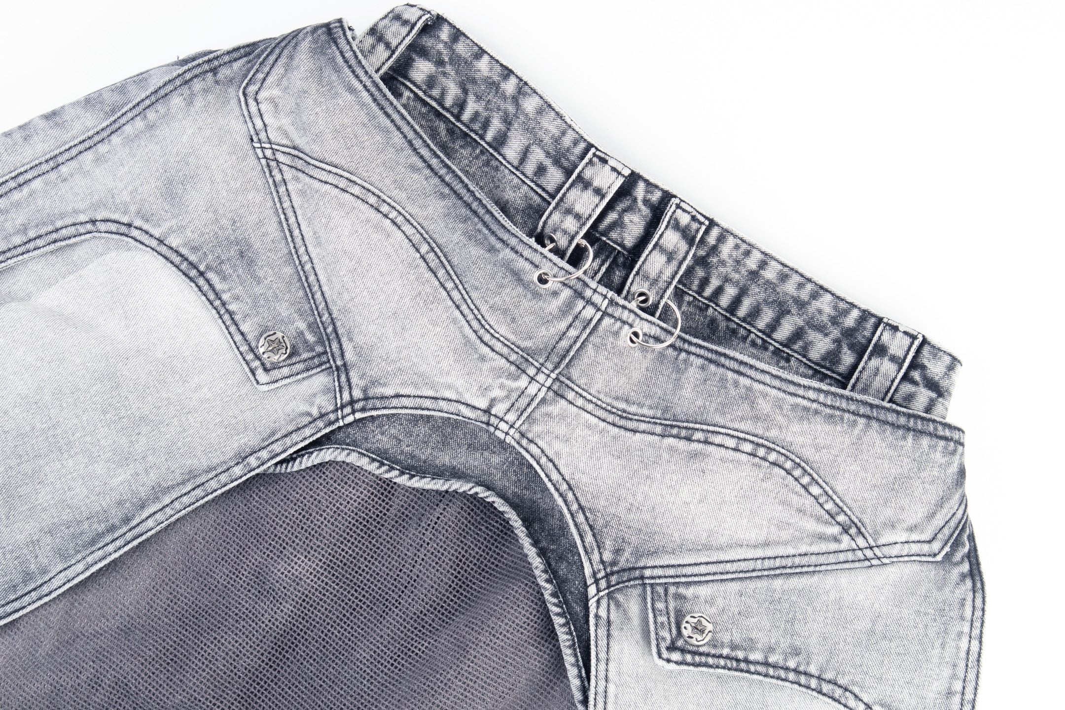 Convertible Utility Baggy Jeans | Cargo Mesh Distressed Denim