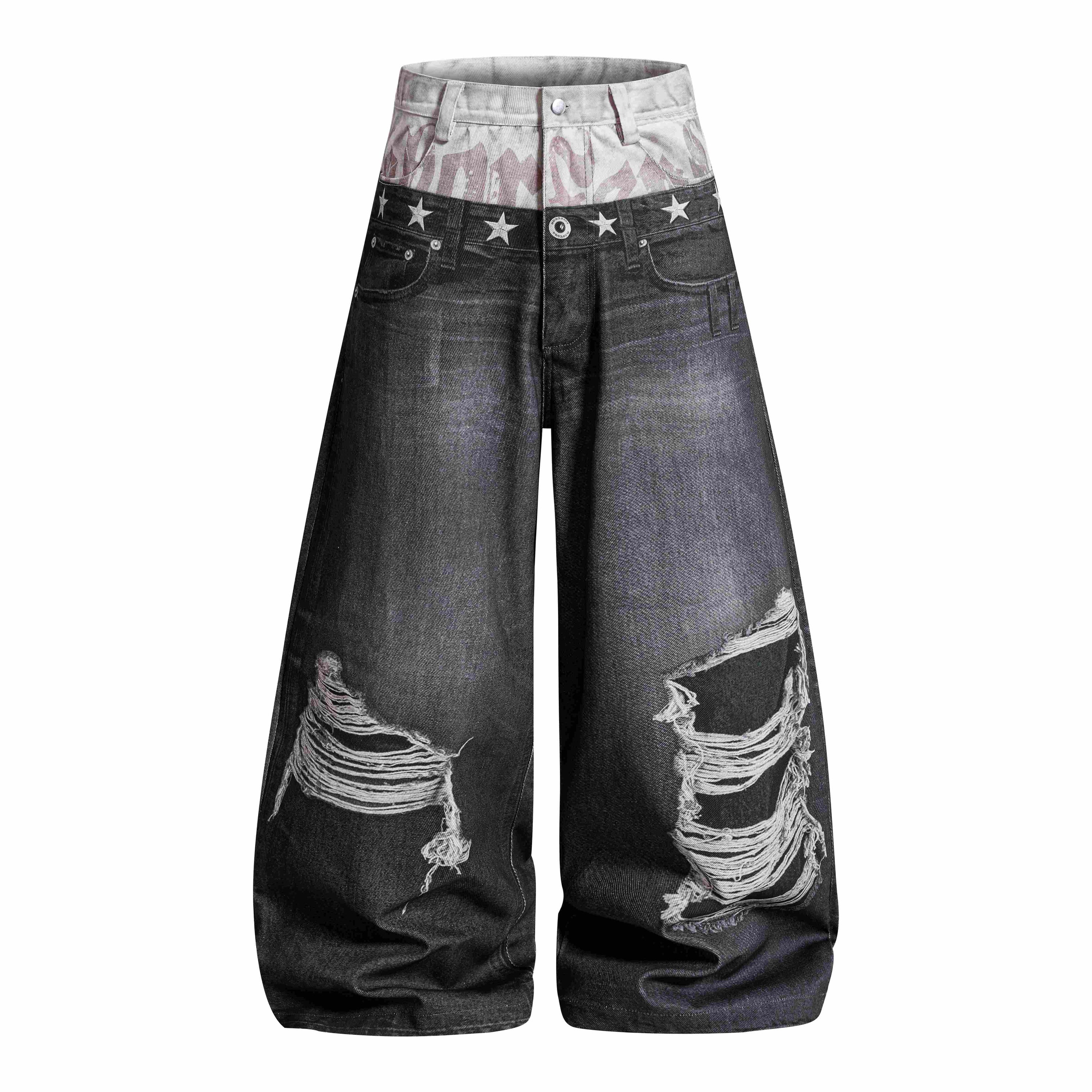 Omirad Layered Distressed Balloon Jeans | Y2K Streetwear