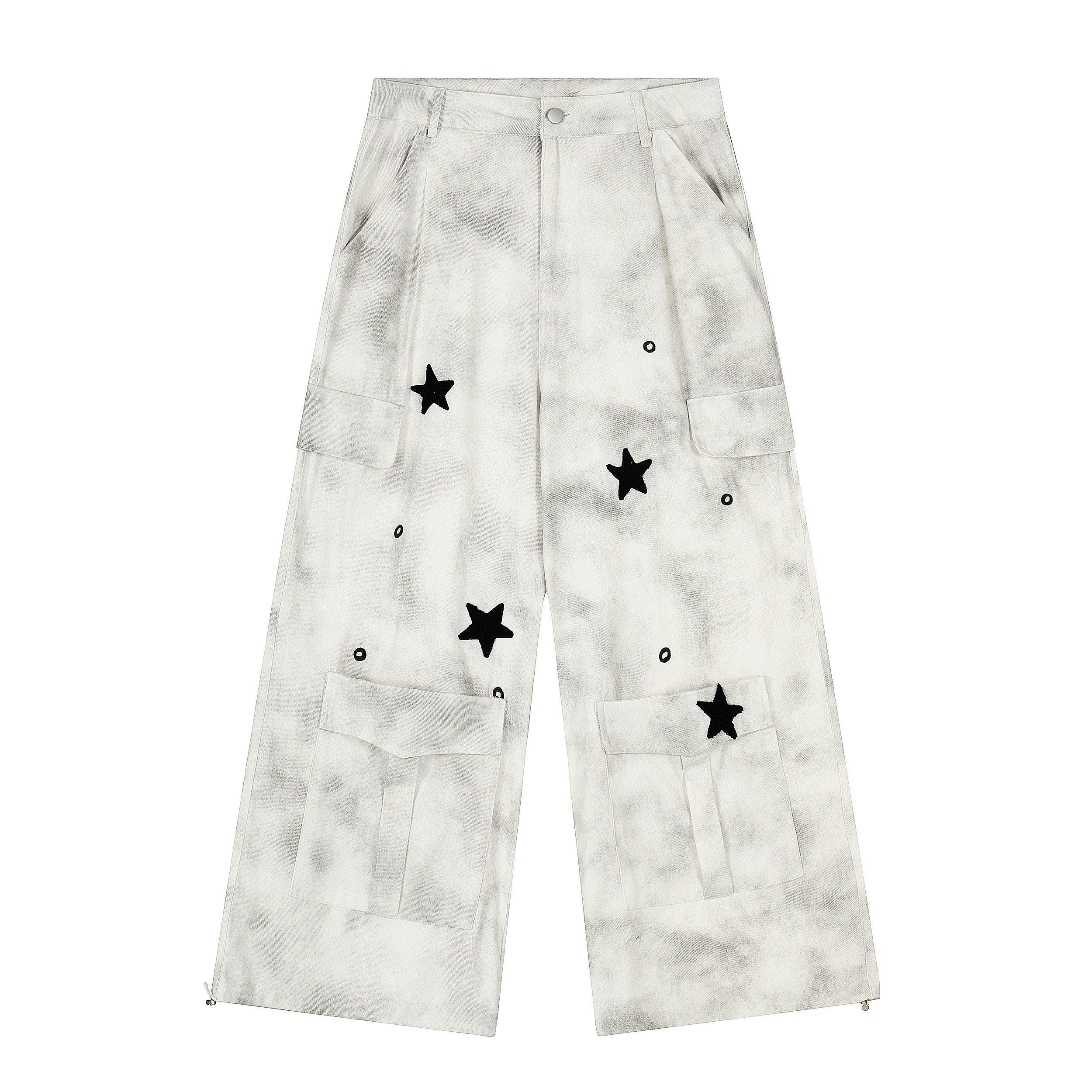 Star Patch Washed Cargo Wide-Leg Pants | Street Style