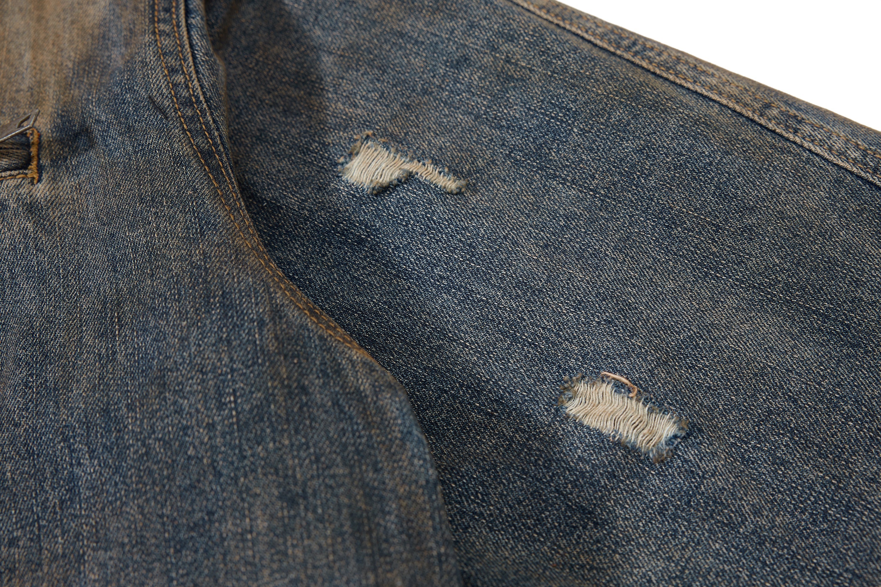 Omirad Vintage Distressed Denim Jacket | Washed Cropped Fit