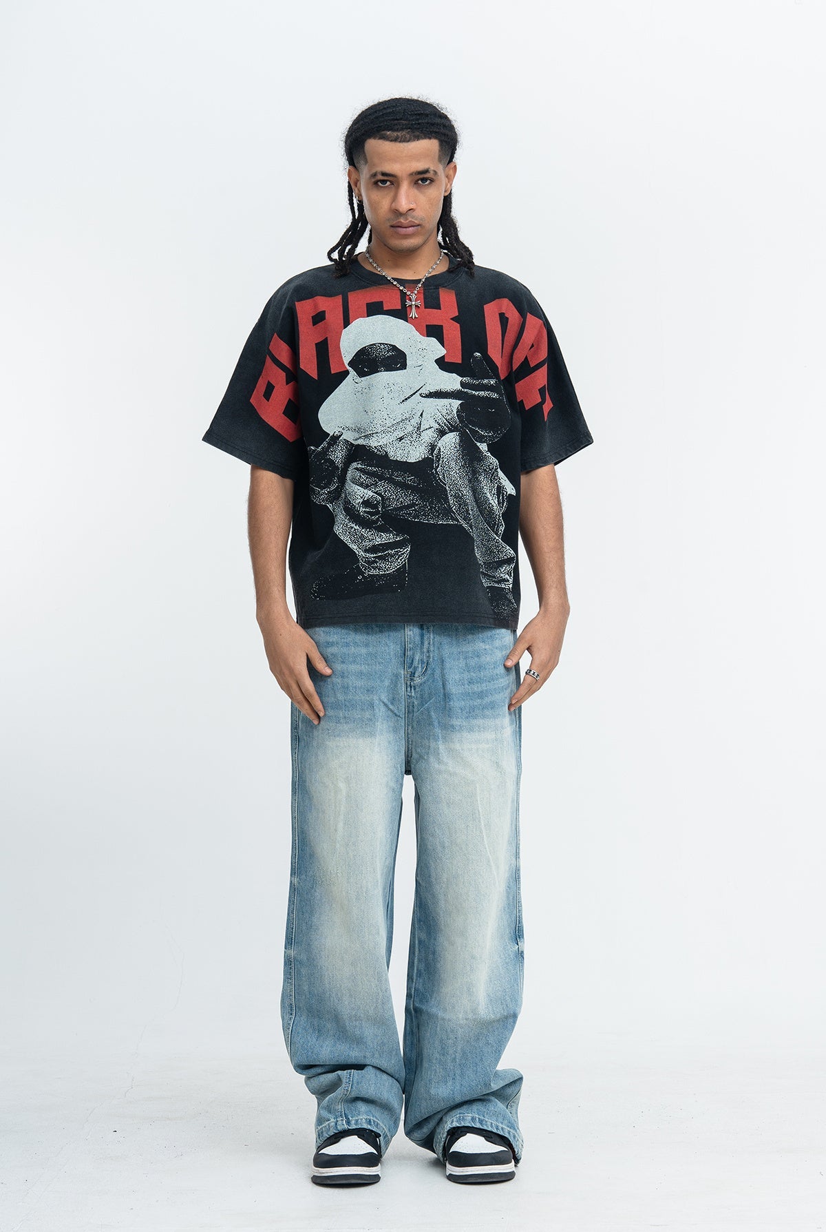 Omirad Black Off Oversized Graphic Tee | Vintage Wash Streetwear