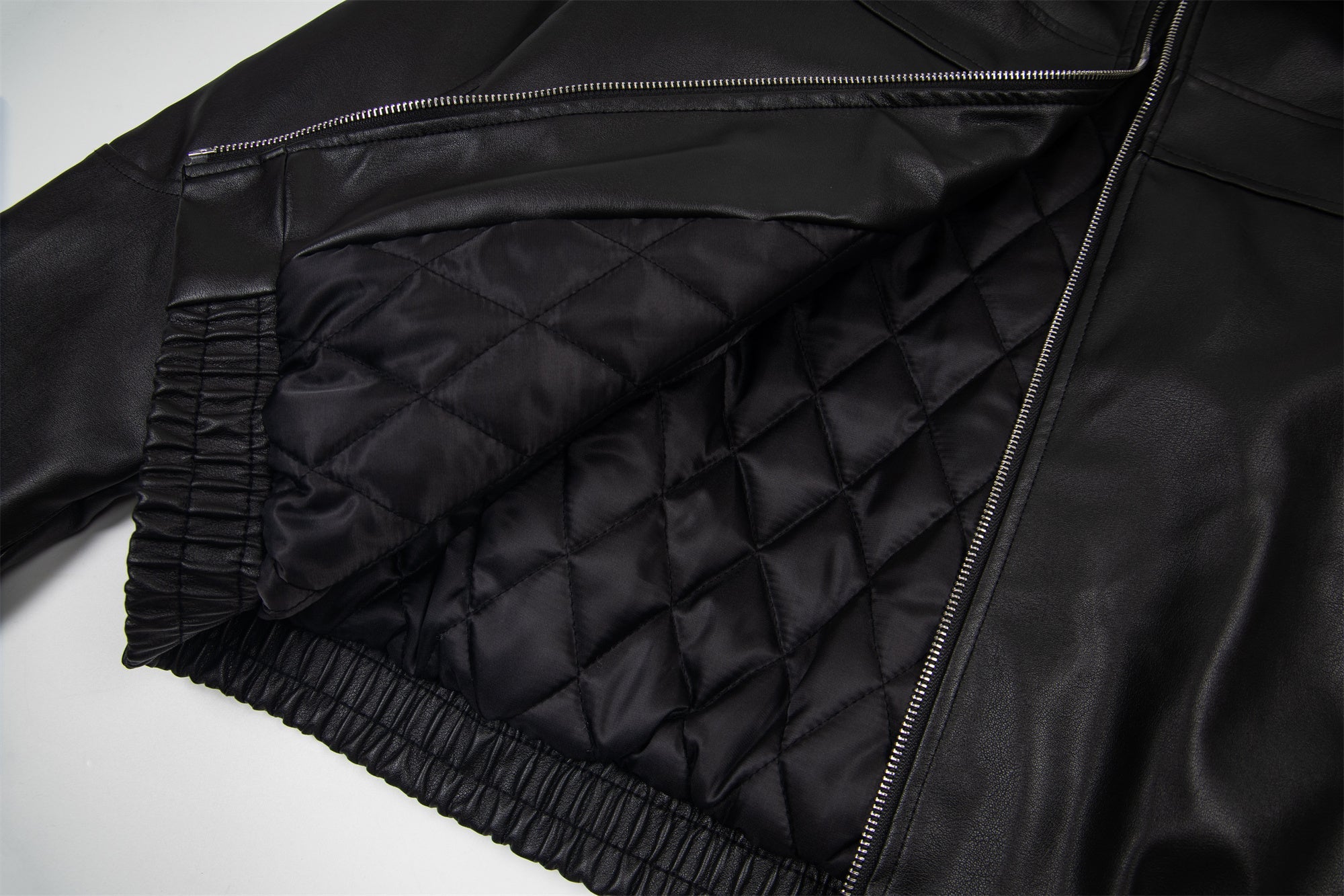 Omirad Vintage Lettering PU Leather Bomber Jacket