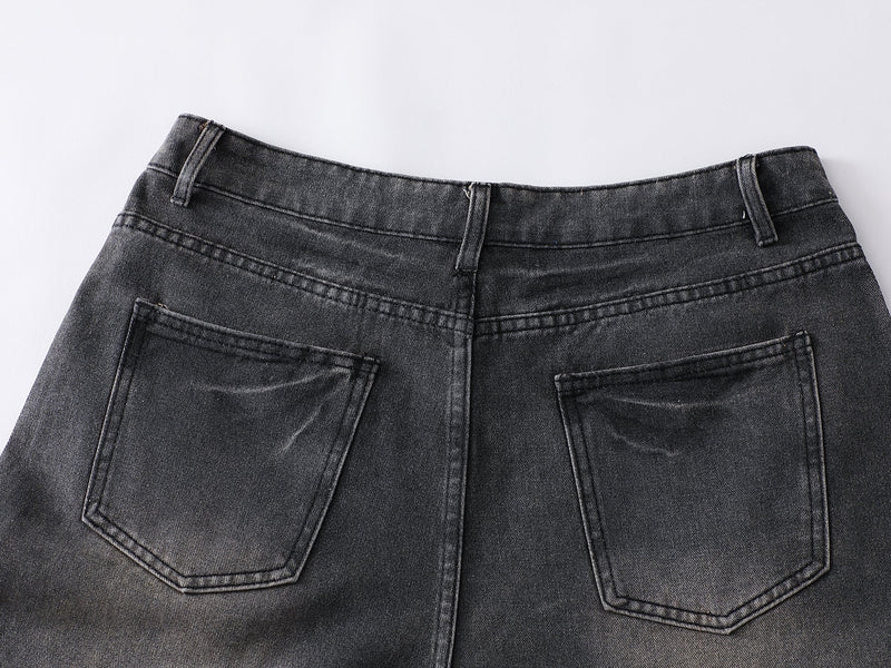 Omirad Full-Whisker Washed Wide-Leg Denim Pants