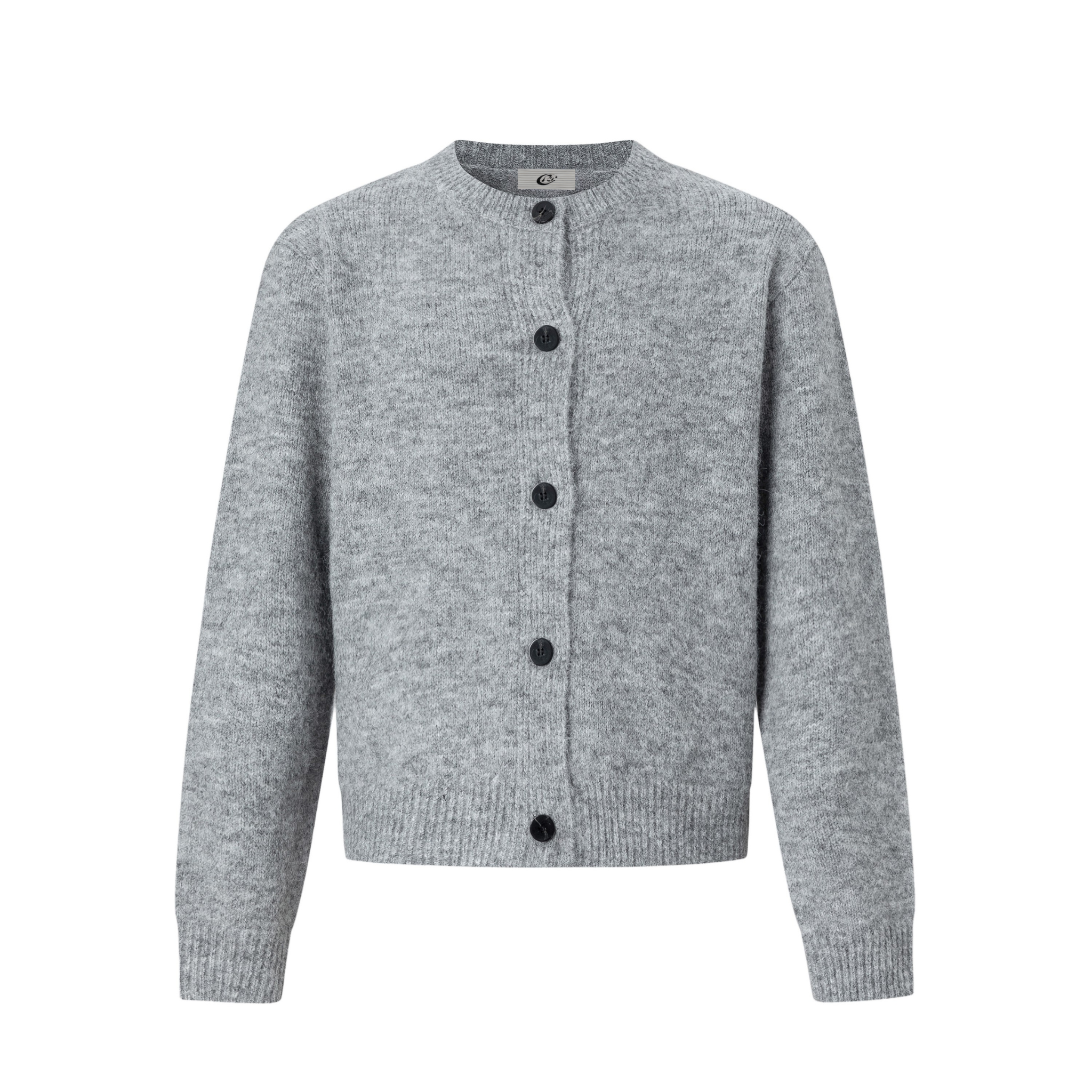 Minimal Wool Blend Knit Cardigan | Crew Neck Button-Up