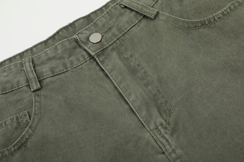 Omirad Heavy-Wash Wide-Leg Cargo Pants | Oversized Streetwear