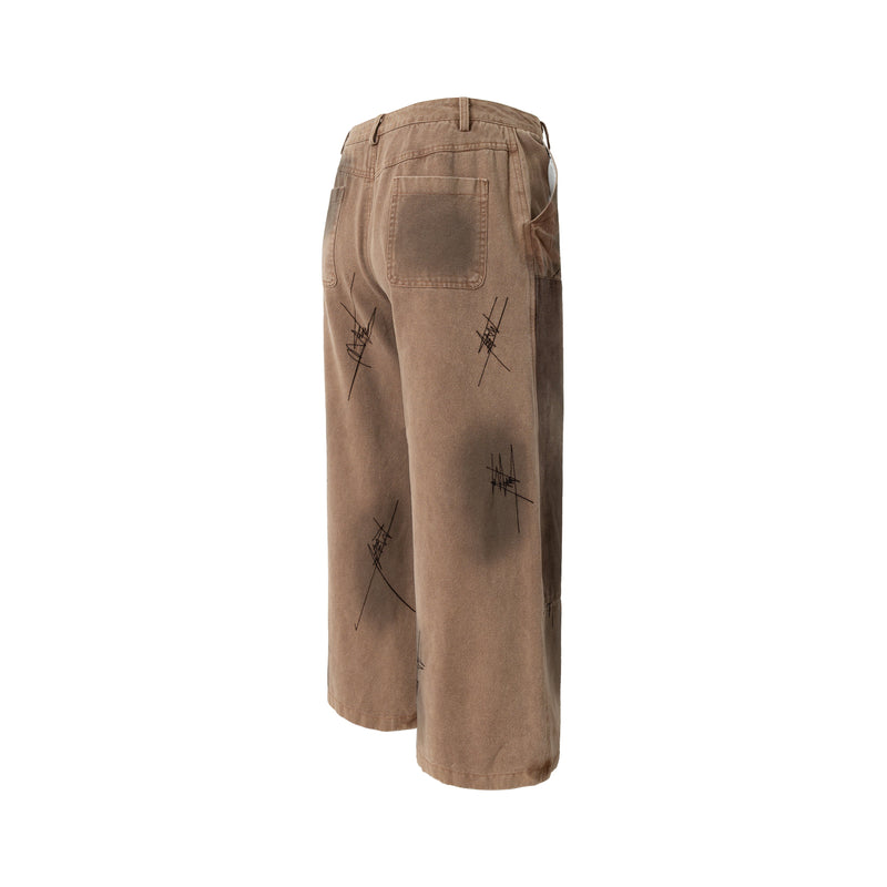 Omirad Spray-Dye Patchwork Wide-Leg Cargo Jeans | SEAKOFF