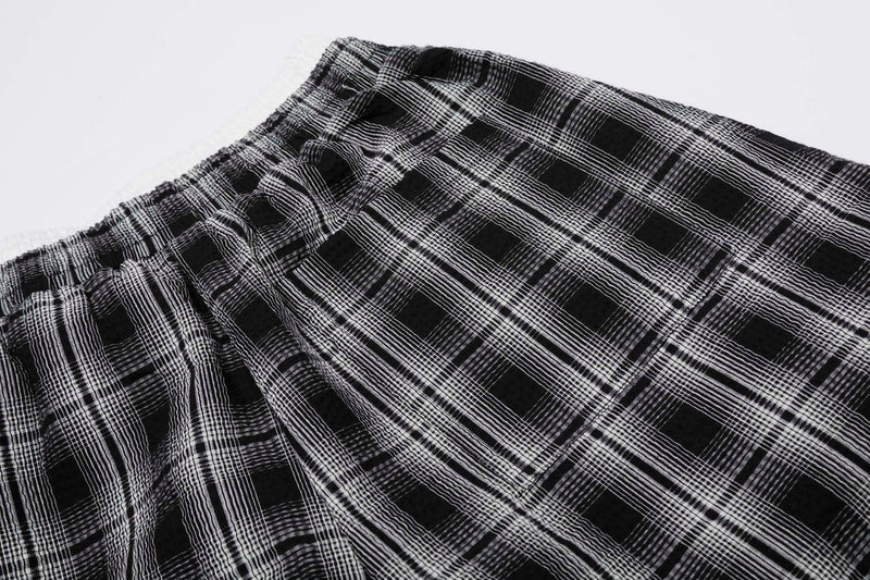Omirad Plaid Barrel-Leg Pants | Wide-Leg Streetwear Trousers
