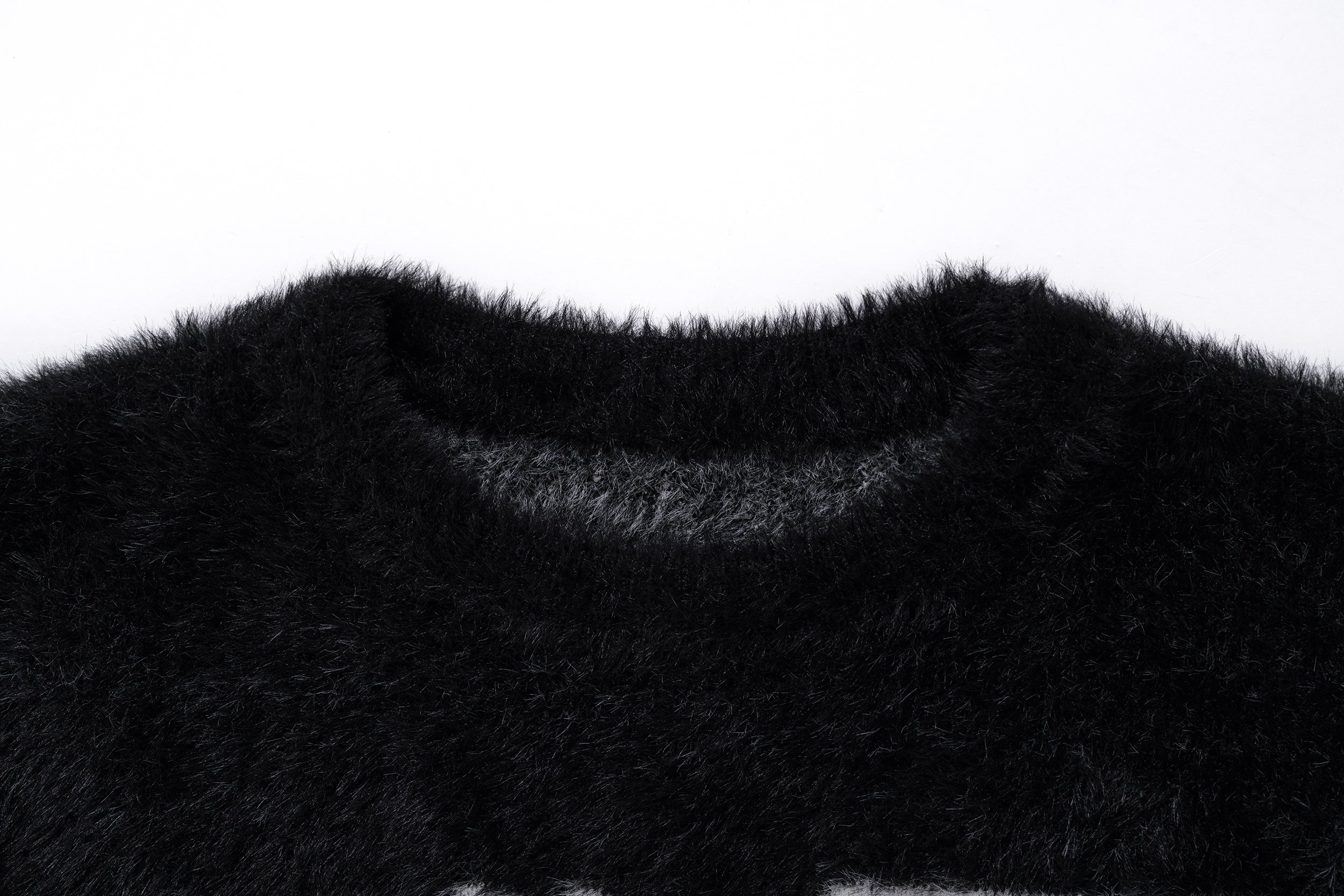 Omirad Fluffy Crest Knit Sweater | Black Graphic Fuzzy Pullover