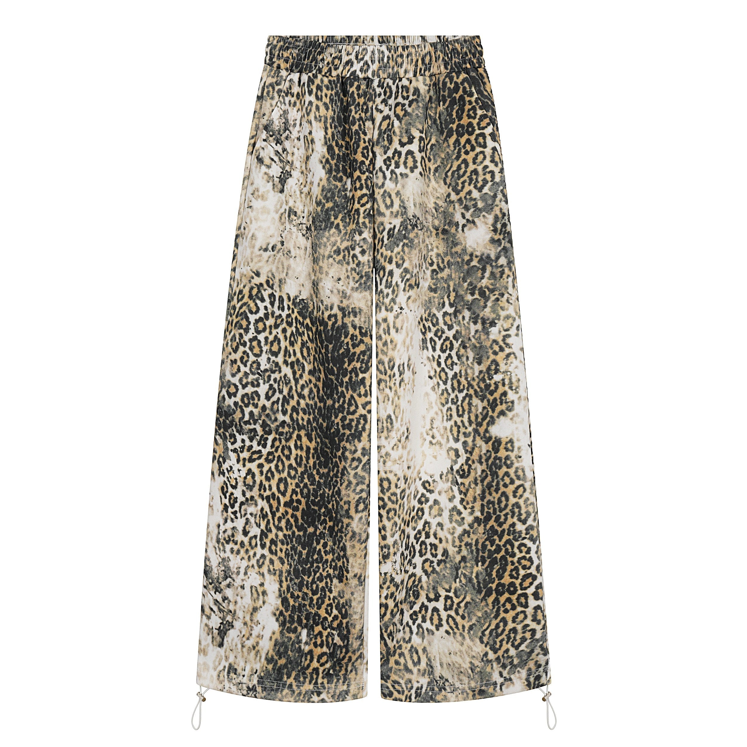 Leopard Print Wide-Leg Pants | Vintage Wash Streetwear