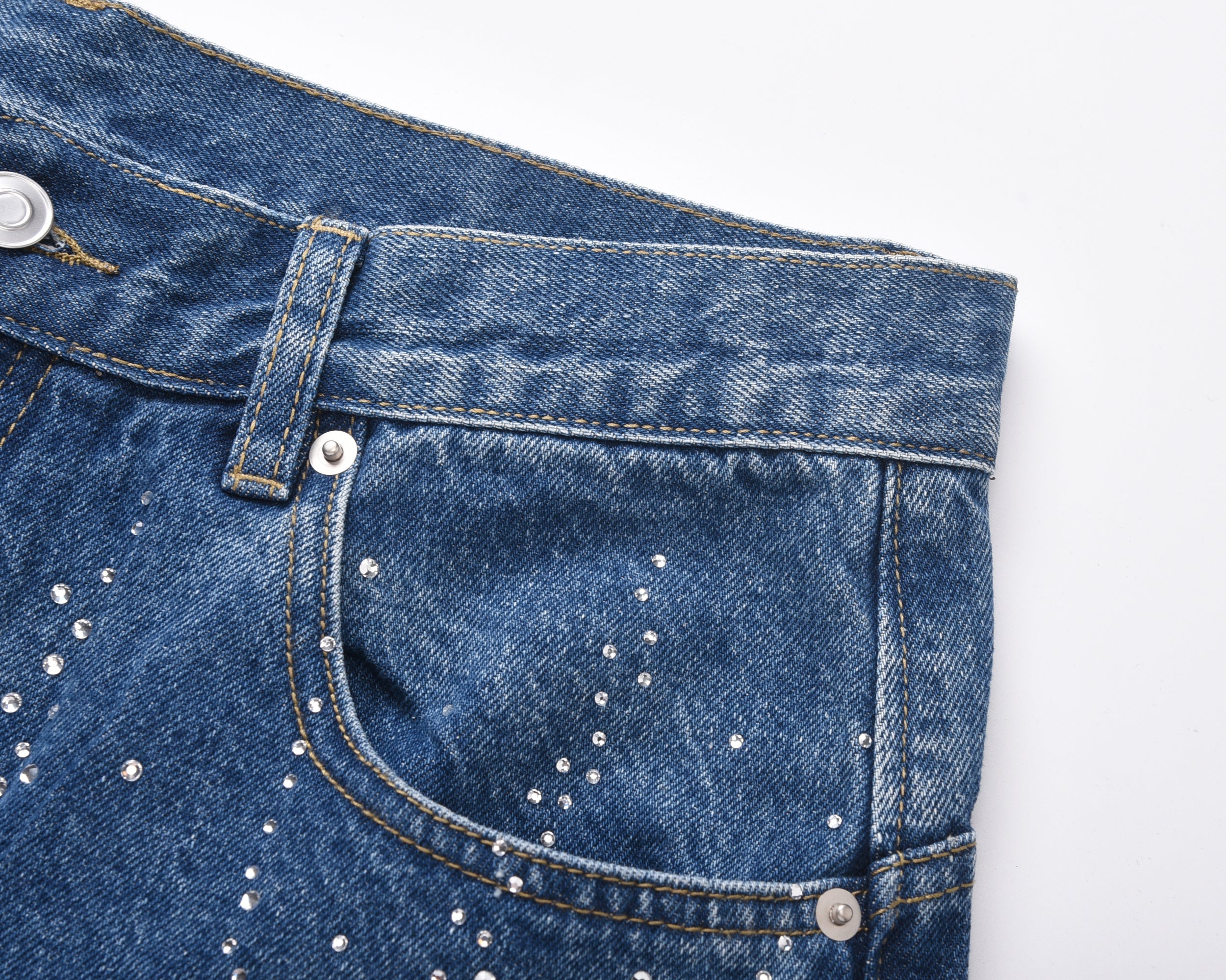Rhinestone Burst Denim Shorts | Y2K Crystal Embellished