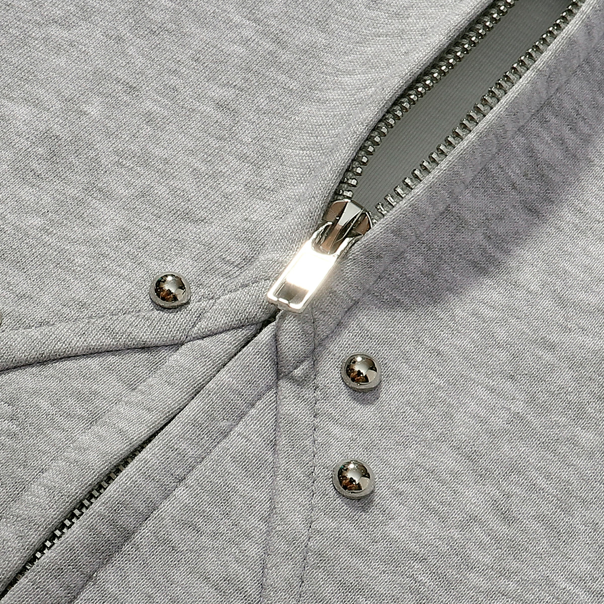 Omirad Studded Arc Zip Hoodie | Metal Stud Detail Streetwear