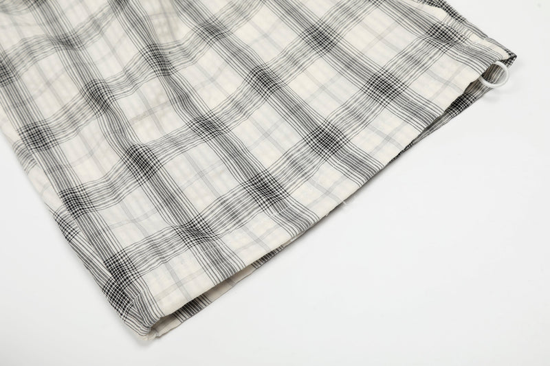 Ruched Plaid Wide-Leg Pants | Oversized Streetwear Bottoms