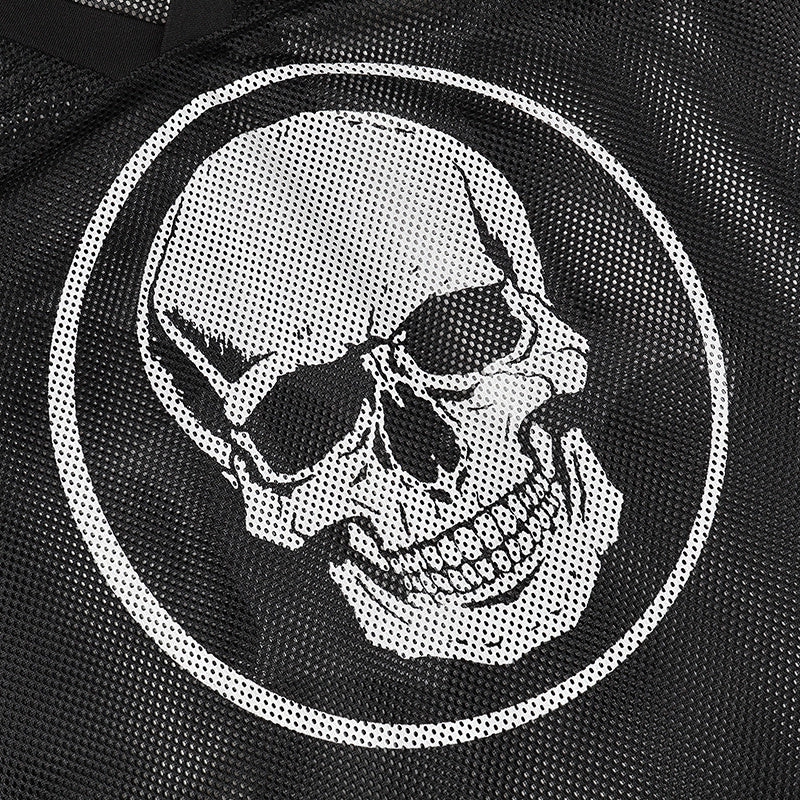 Skull Emblem Mesh Football Jersey | Gothic Street Style
